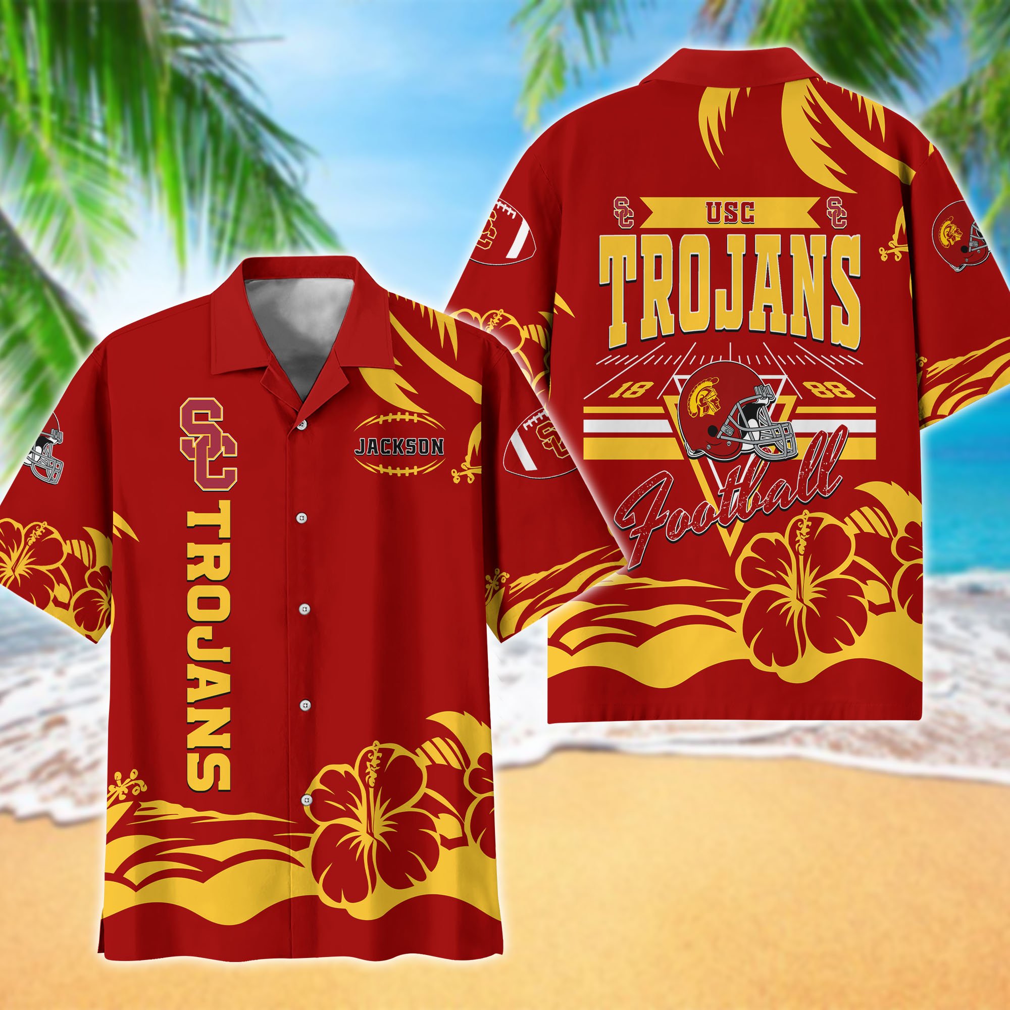 USC Trojans Hawaiian Shirt Personalized Your Name, Sports Gifts for Fans, Sport Team Hawaii Shirt, Sports Lover Gifts ETHY-0123650A