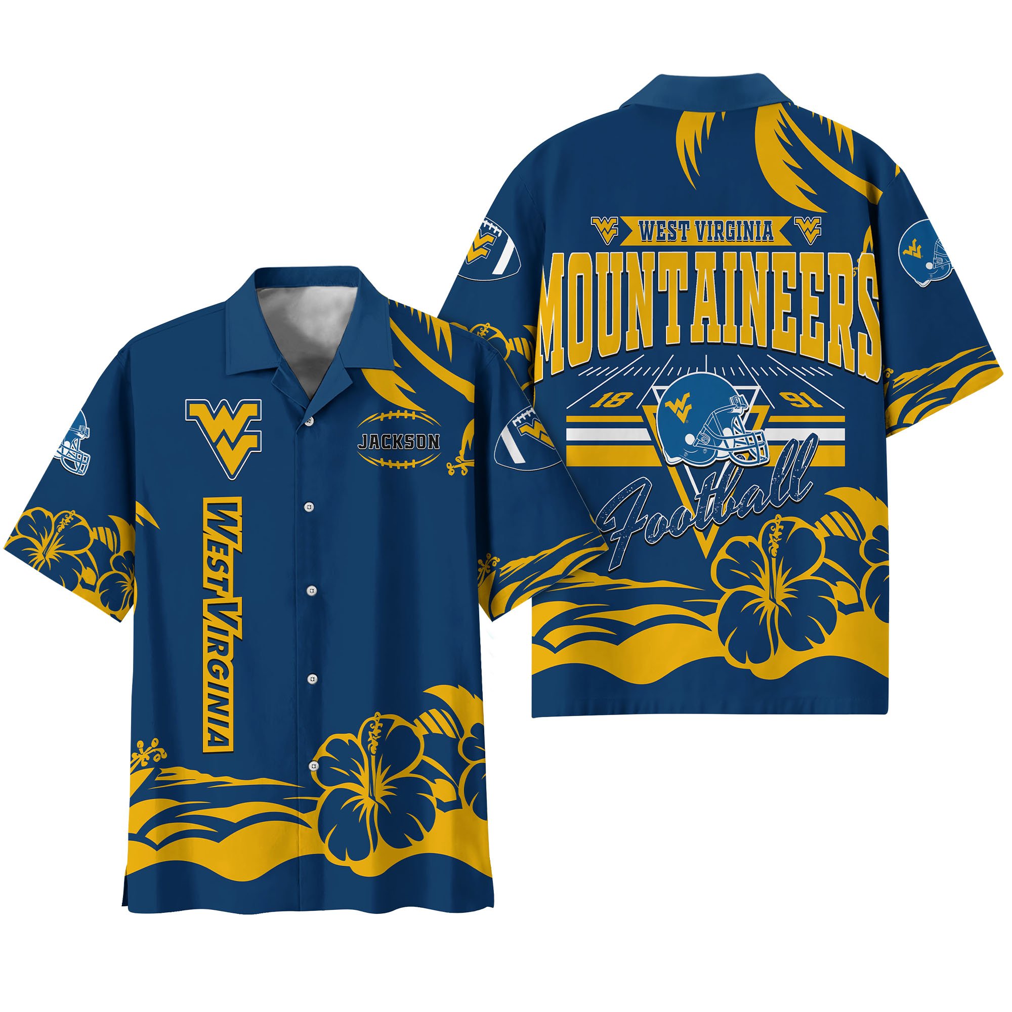 Alternative view of West Virginia Mountaineers Hawaiian Shirt Personalized Your Name, Sports Gifts for Fans, Sport Team Hawaii Shirt, Sports Lover Gifts ETHY-0123650A