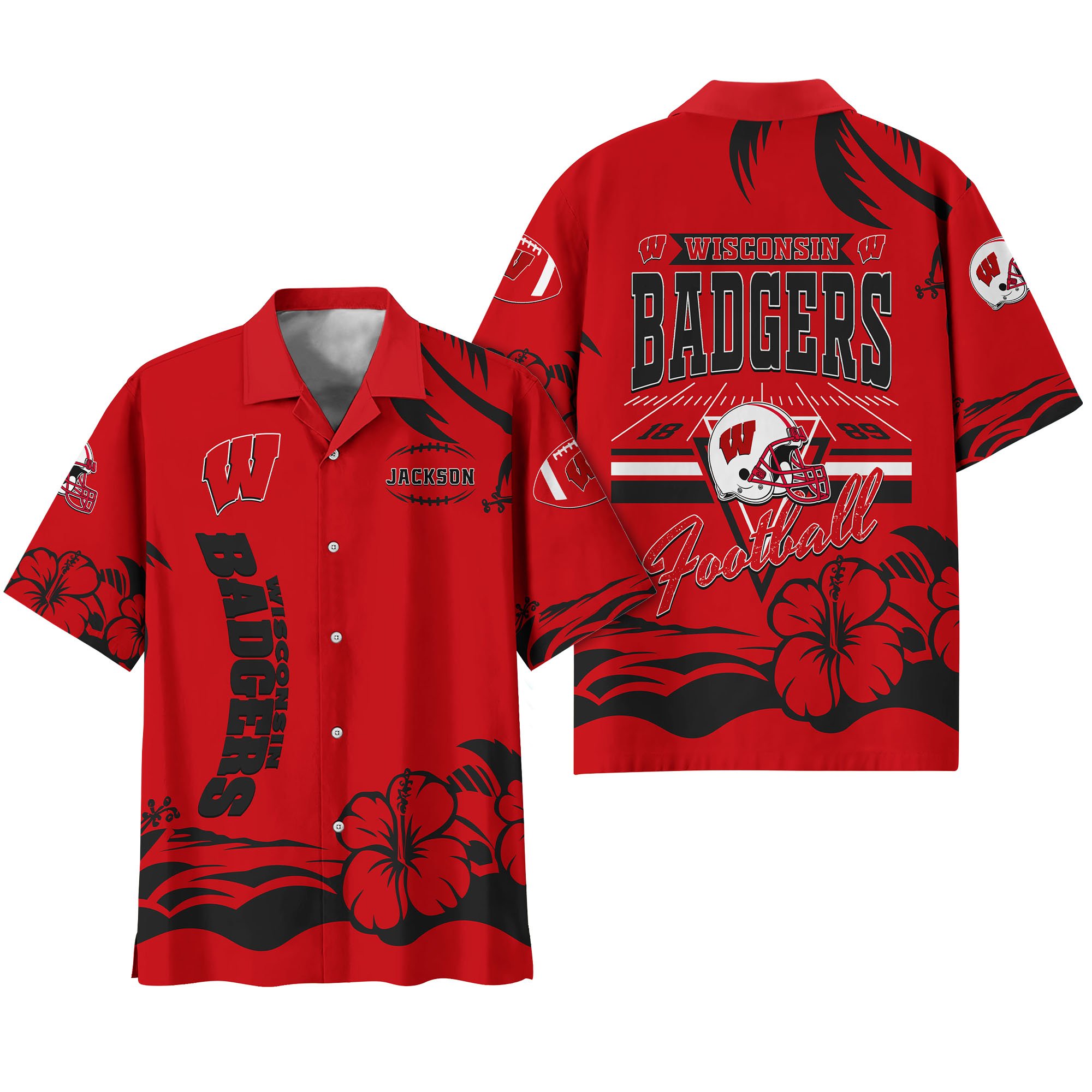 Alternative view of Wisconsin Badgers Hawaiian Shirt Personalized Your Name, Sports Gifts for Fans, Sport Team Hawaii Shirt, Sports Lover Gifts ETHY-0123650A