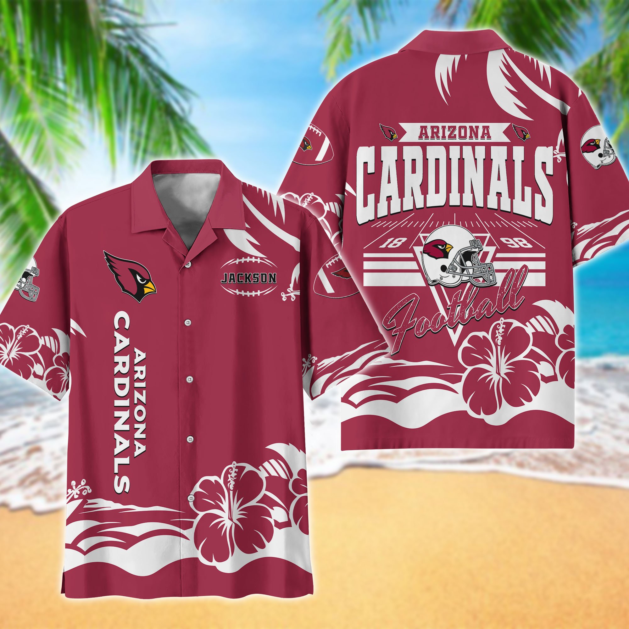 Arizona Cardinals Hawaiian Shirt Personalized Your Name, Sports Gifts for Fans, Sport Team Hawaii Shirt, Sports Lover Gifts ETHY-0123650N