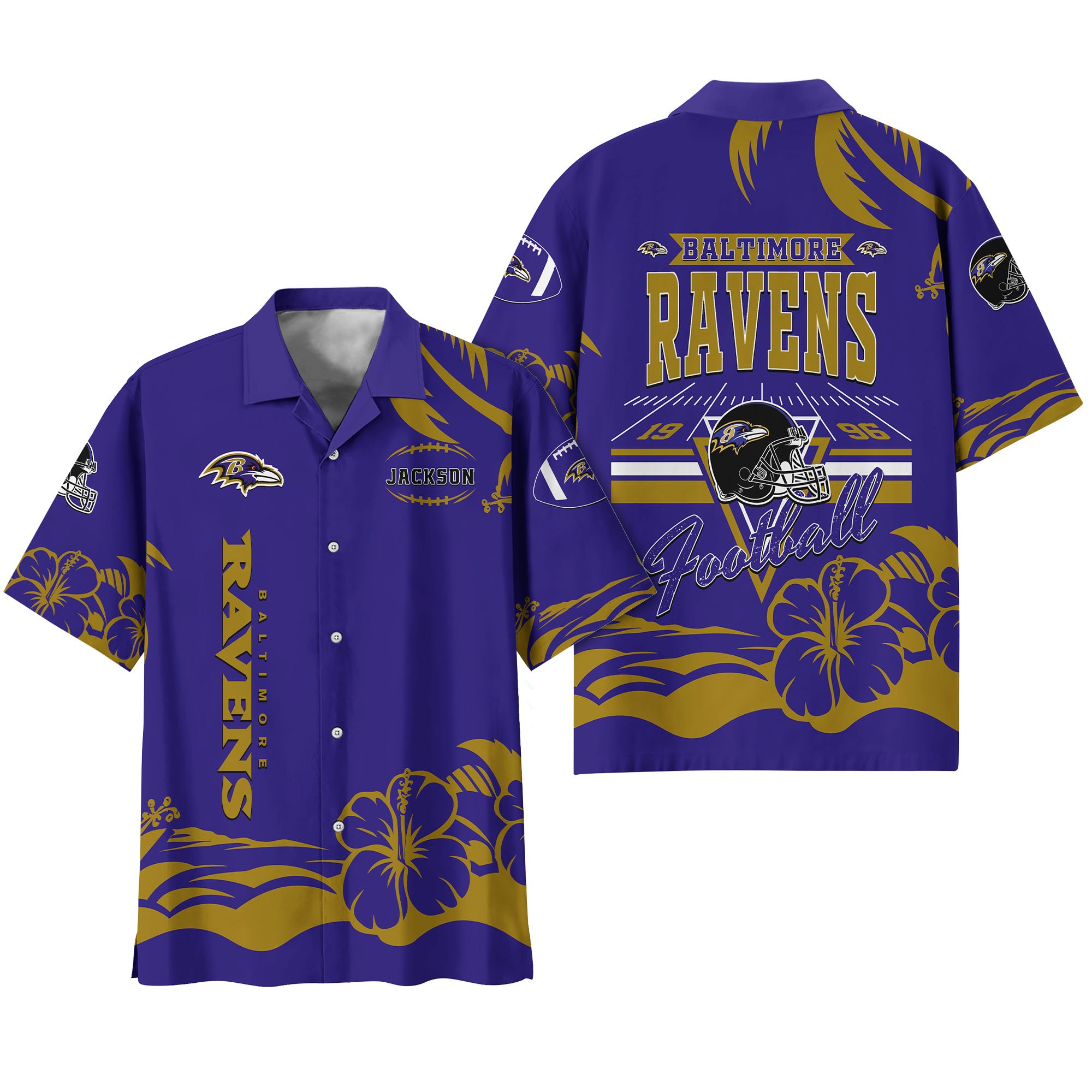 Alternative view of Baltimore Ravens Hawaiian Shirt Personalized Your Name, Sports Gifts for Fans, Sport Team Hawaii Shirt, Sports Lover Gifts ETHY-0123650N