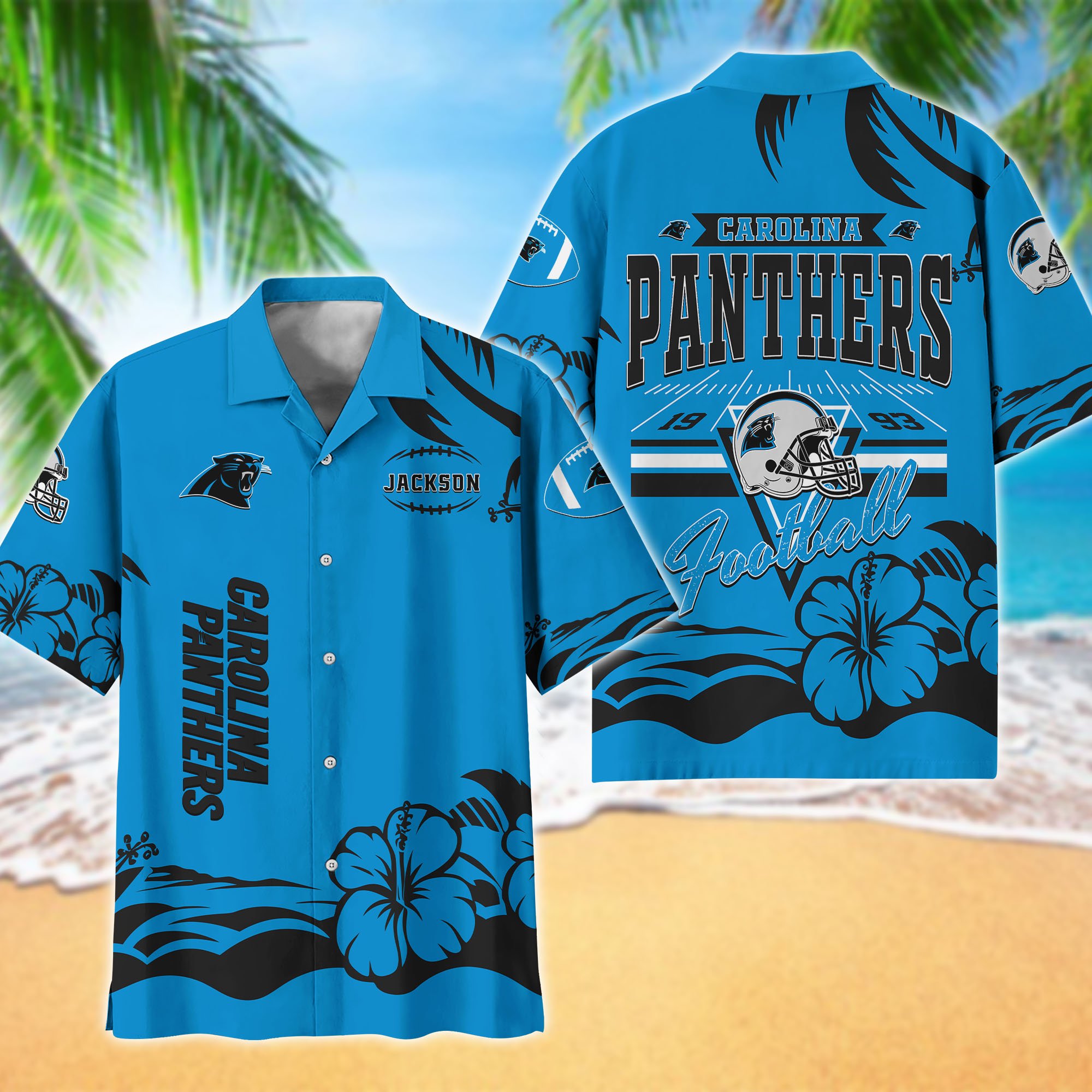 Carolina Panthers Hawaiian Shirt Personalized Your Name, Sports Gifts for Fans, Sport Team Hawaii Shirt, Sports Lover Gifts ETHY-0123650N