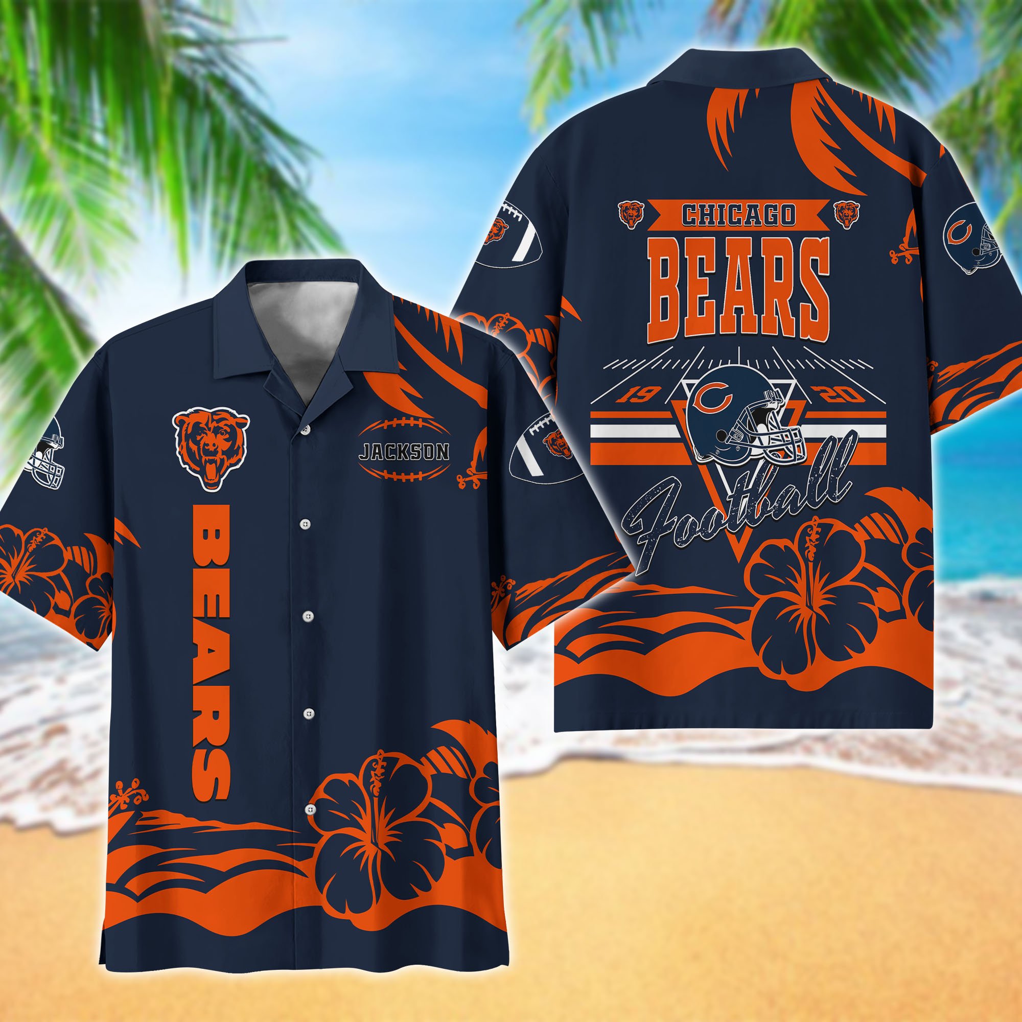 Chicago Bears Hawaiian Shirt Personalized Your Name, Sports Gifts for Fans, Sport Team Hawaii Shirt, Sports Lover Gifts ETHY-0123650N