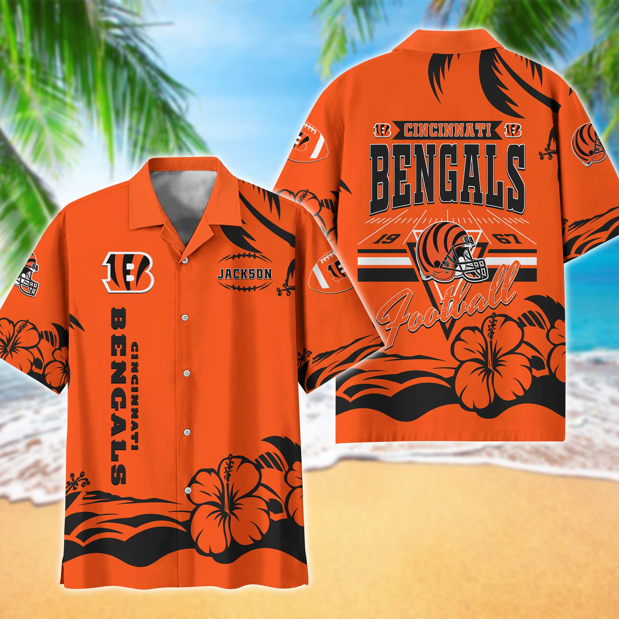 Cincinnati Bengals Hawaiian Shirt Personalized Your Name, Sports Gifts for Fans, Sport Team Hawaii Shirt, Sports Lover Gifts ETHY-0123650N