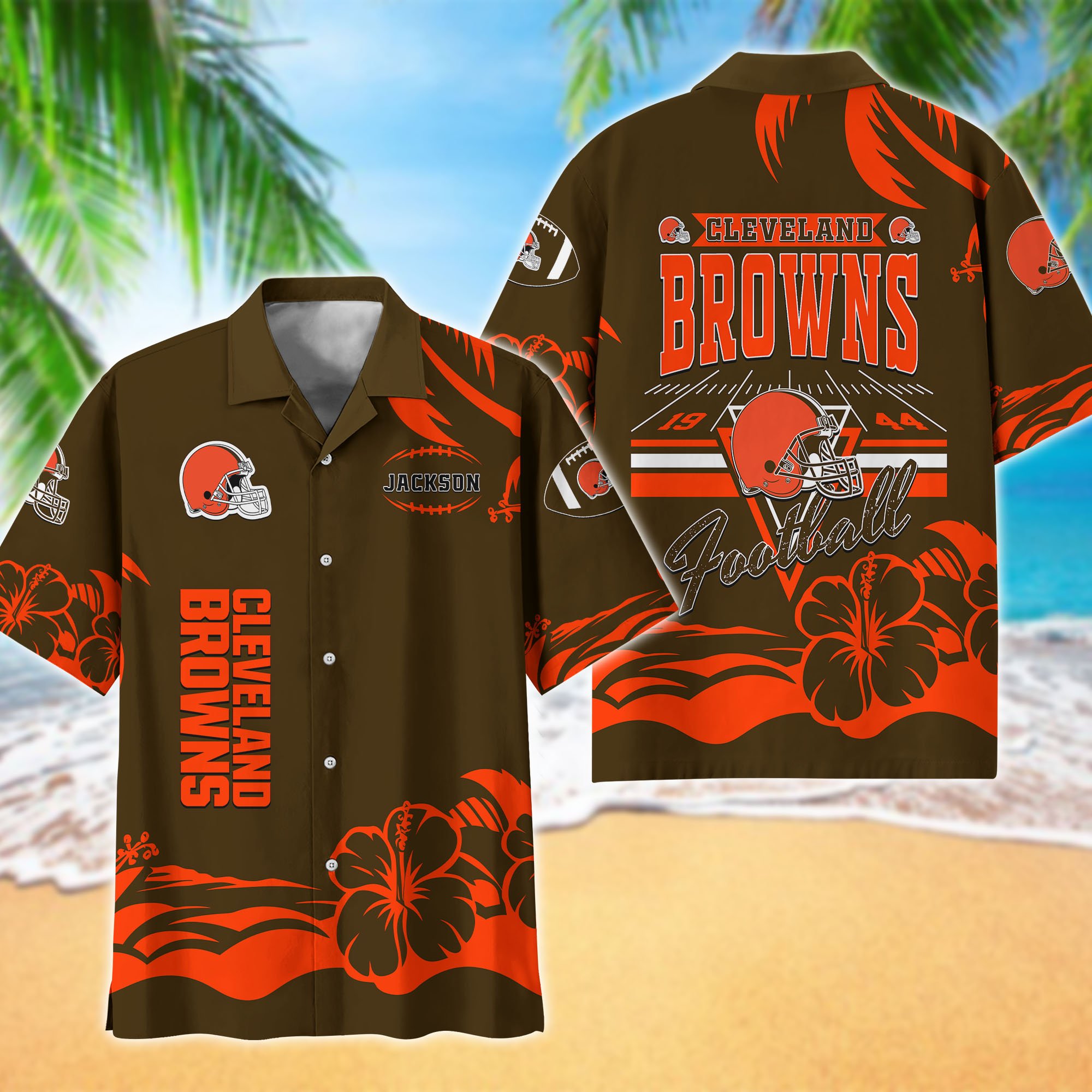 Cleveland Browns Hawaiian Shirt Personalized Your Name, Sports Gifts for Fans, Sport Team Hawaii Shirt, Sports Lover Gifts ETHY-0123650N