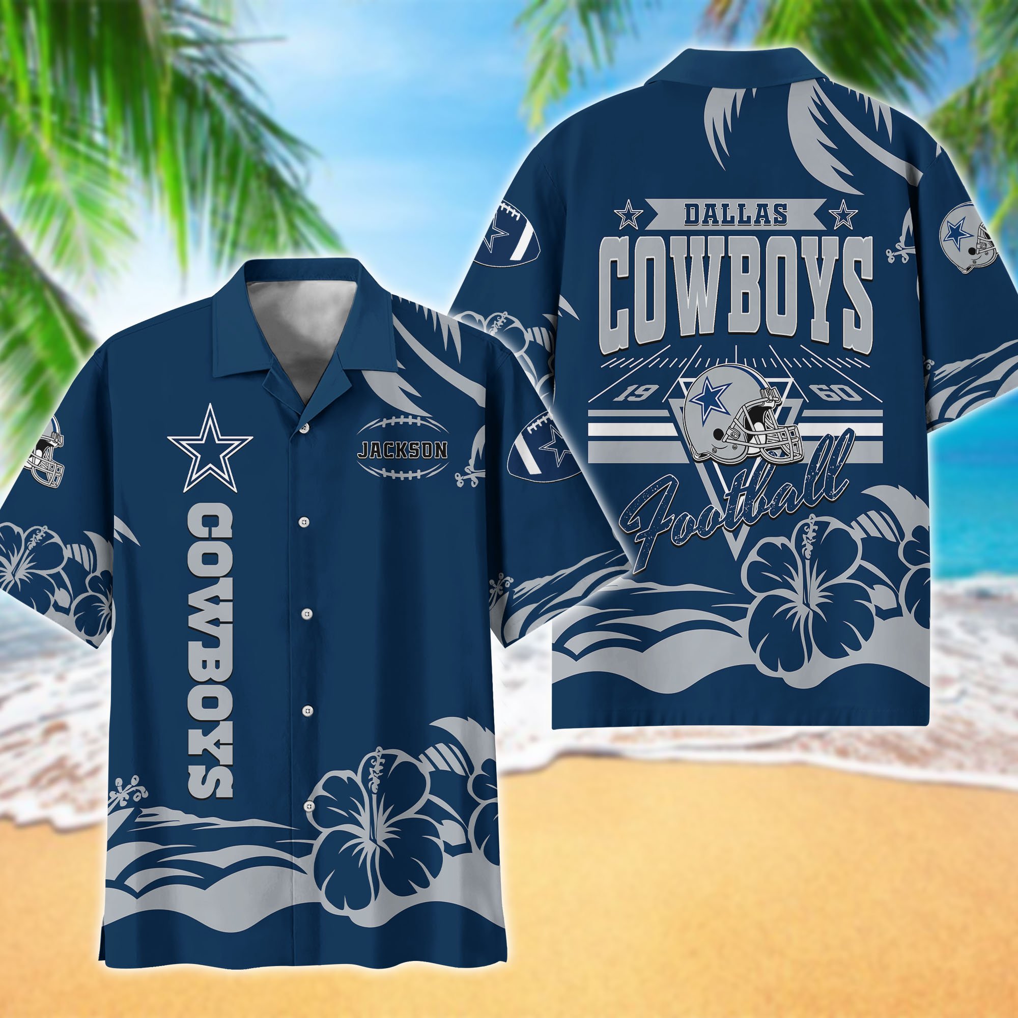 Dallas Cowboys Hawaiian Shirt Personalized Your Name, Sports Gifts for Fans, Sport Team Hawaii Shirt, Sports Lover Gifts ETHY-0123650N