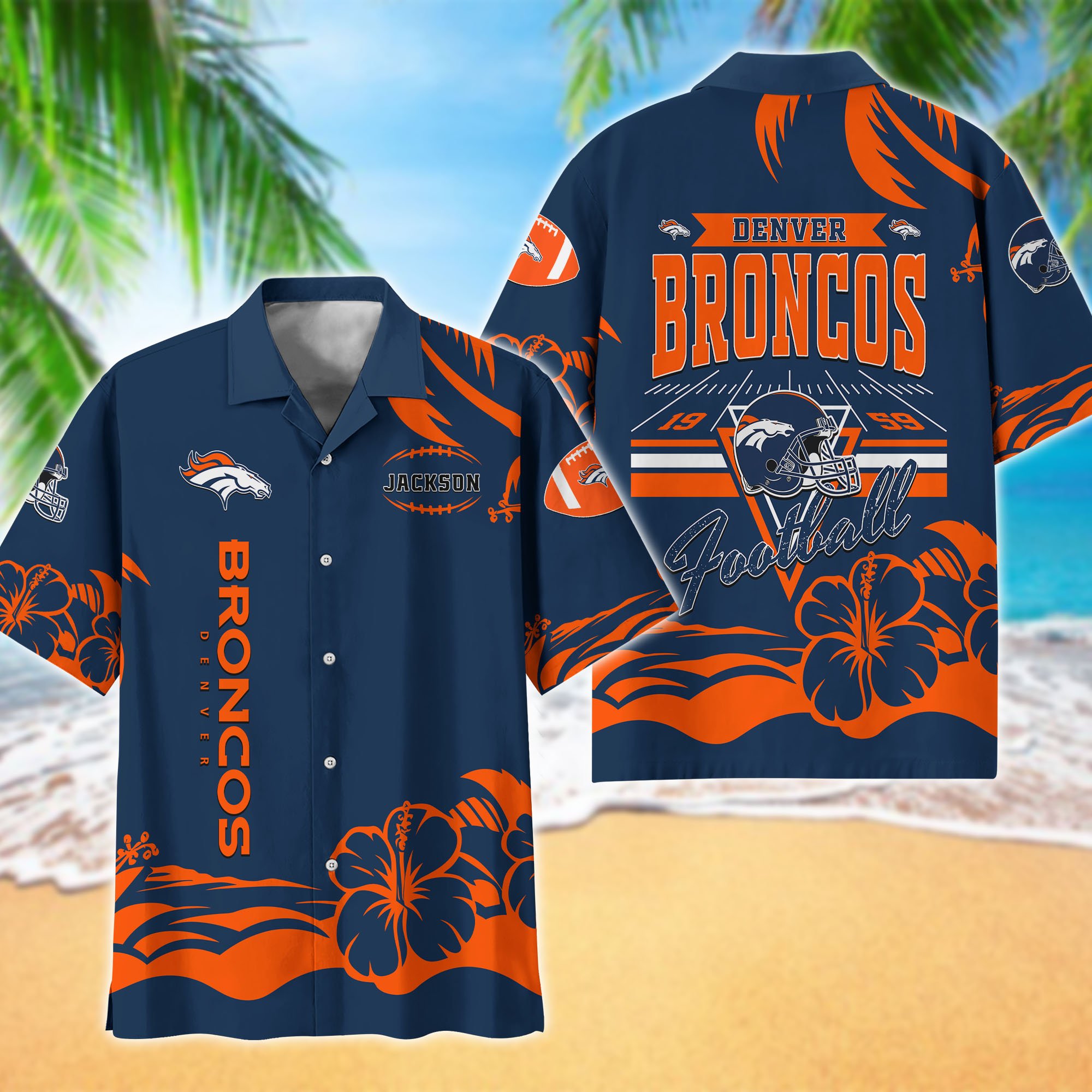 Denver Broncos Hawaiian Shirt Personalized Your Name, Sports Gifts for Fans, Sport Team Hawaii Shirt, Sports Lover Gifts ETHY-0123650N