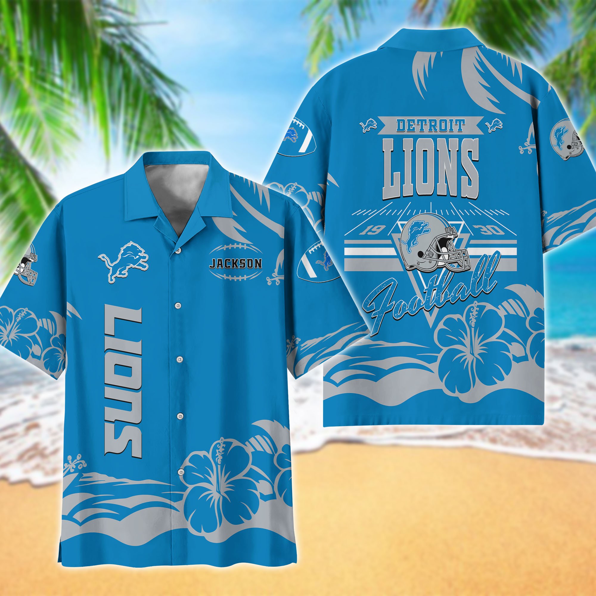 Detroit Lions Hawaiian Shirt Personalized Your Name, Sports Gifts for Fans, Sport Team Hawaii Shirt, Sports Lover Gifts ETHY-0123650N