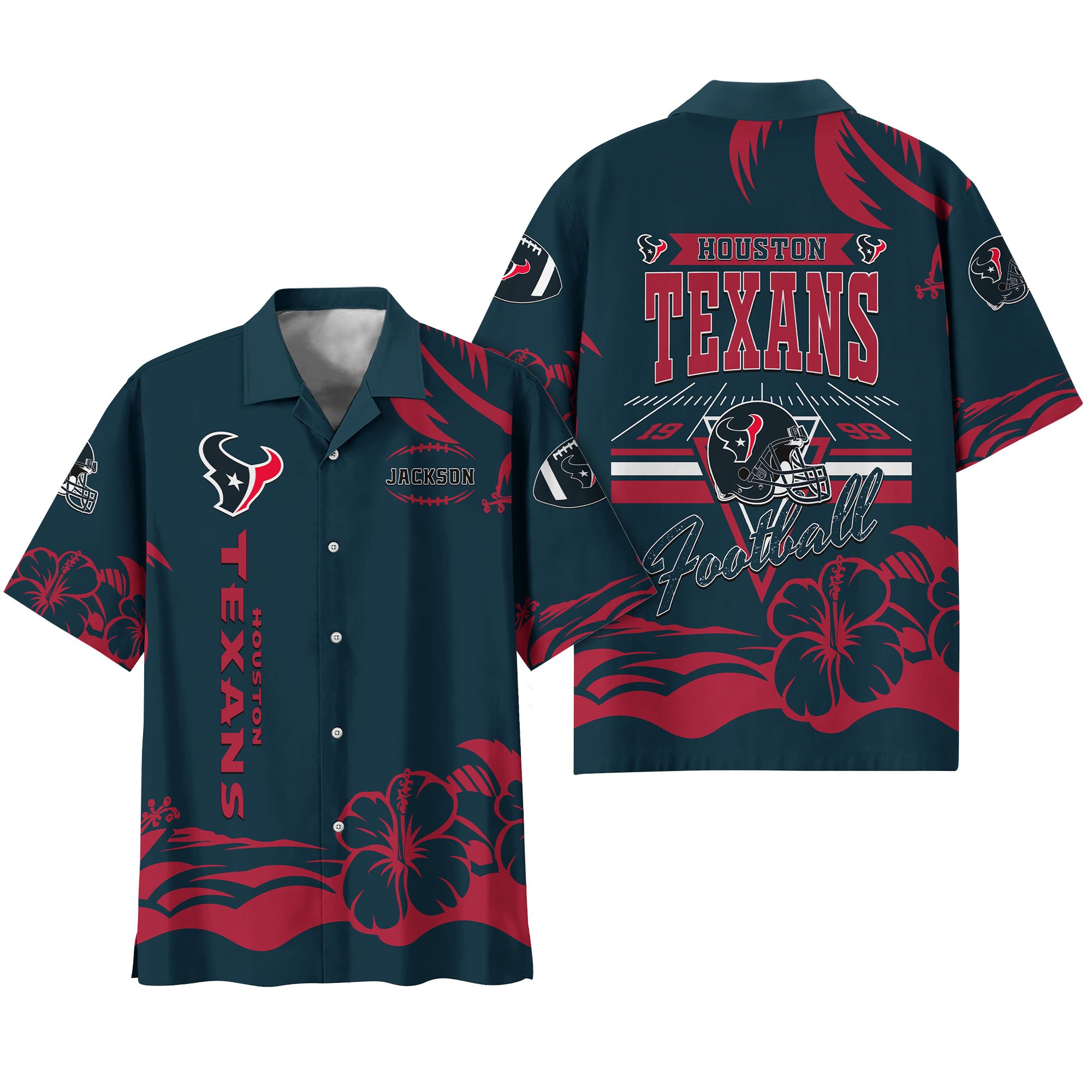 Alternative view of Houston Texans Hawaiian Shirt Personalized Your Name, Sports Gifts for Fans, Sport Team Hawaii Shirt, Sports Lover Gifts ETHY-0123650N