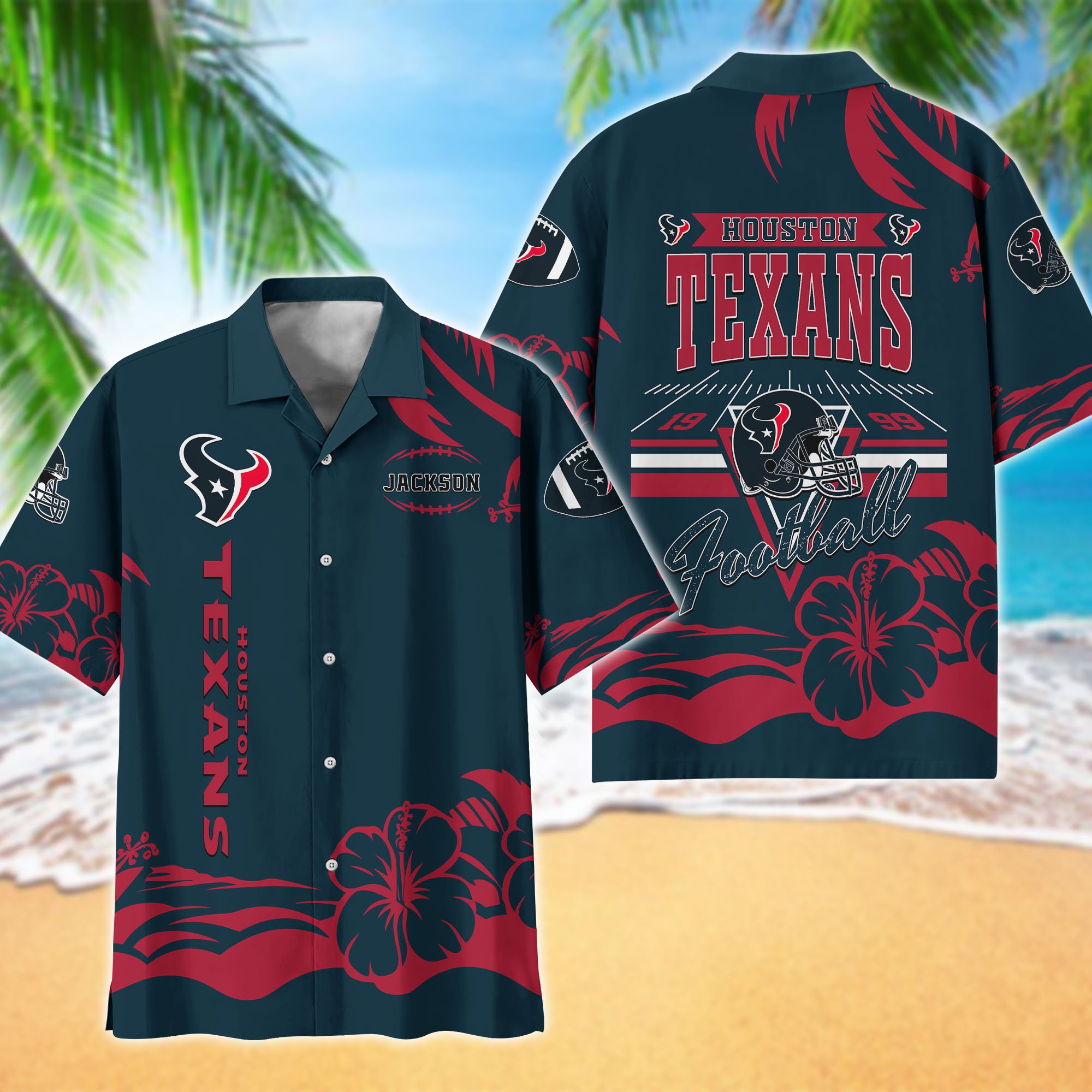 Houston Texans Hawaiian Shirt Personalized Your Name, Sports Gifts for Fans, Sport Team Hawaii Shirt, Sports Lover Gifts ETHY-0123650N