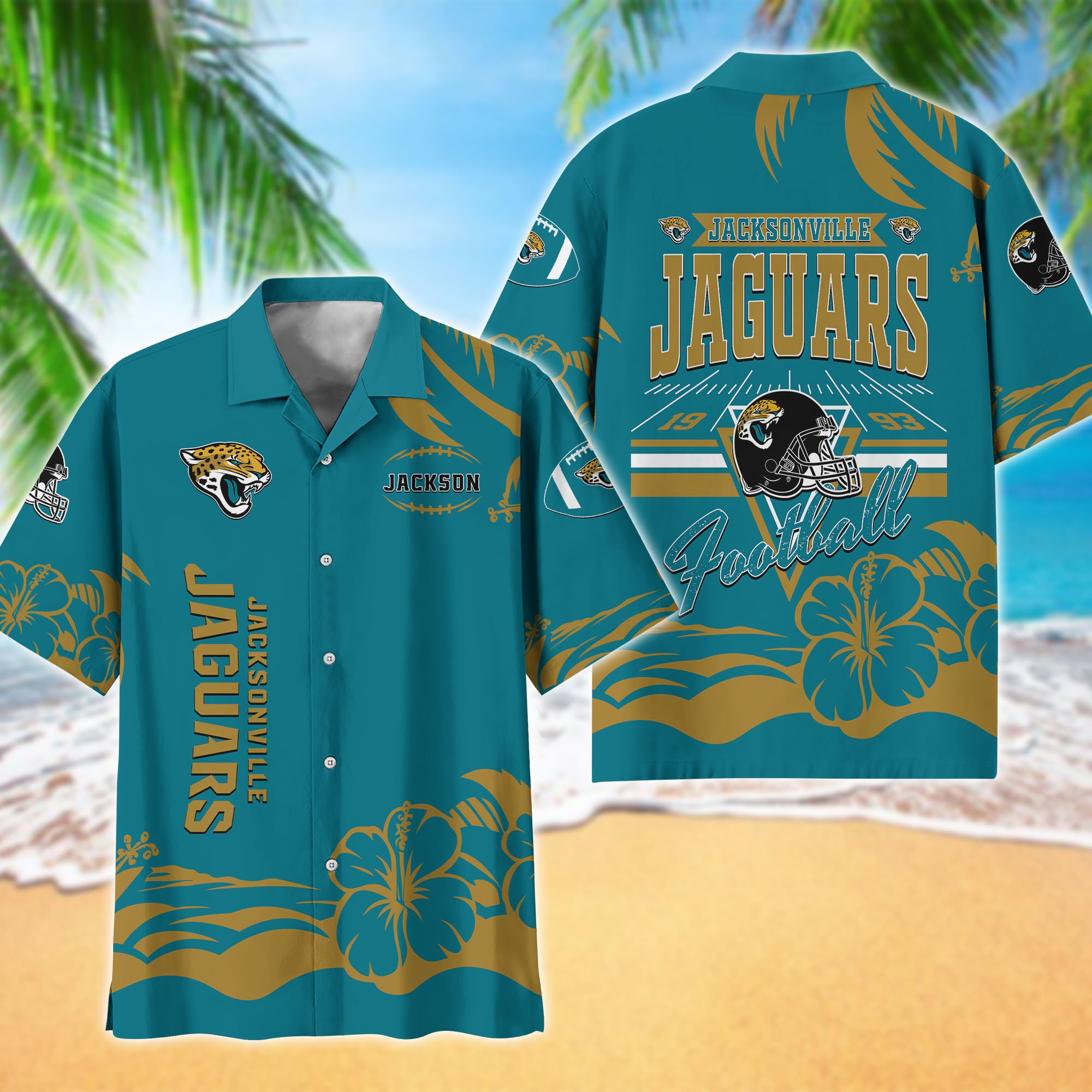 Jacksonville Jaguars Hawaiian Shirt Personalized Your Name, Sports Gifts for Fans, Sport Team Hawaii Shirt, Sports Lover Gifts ETHY-0123650N
