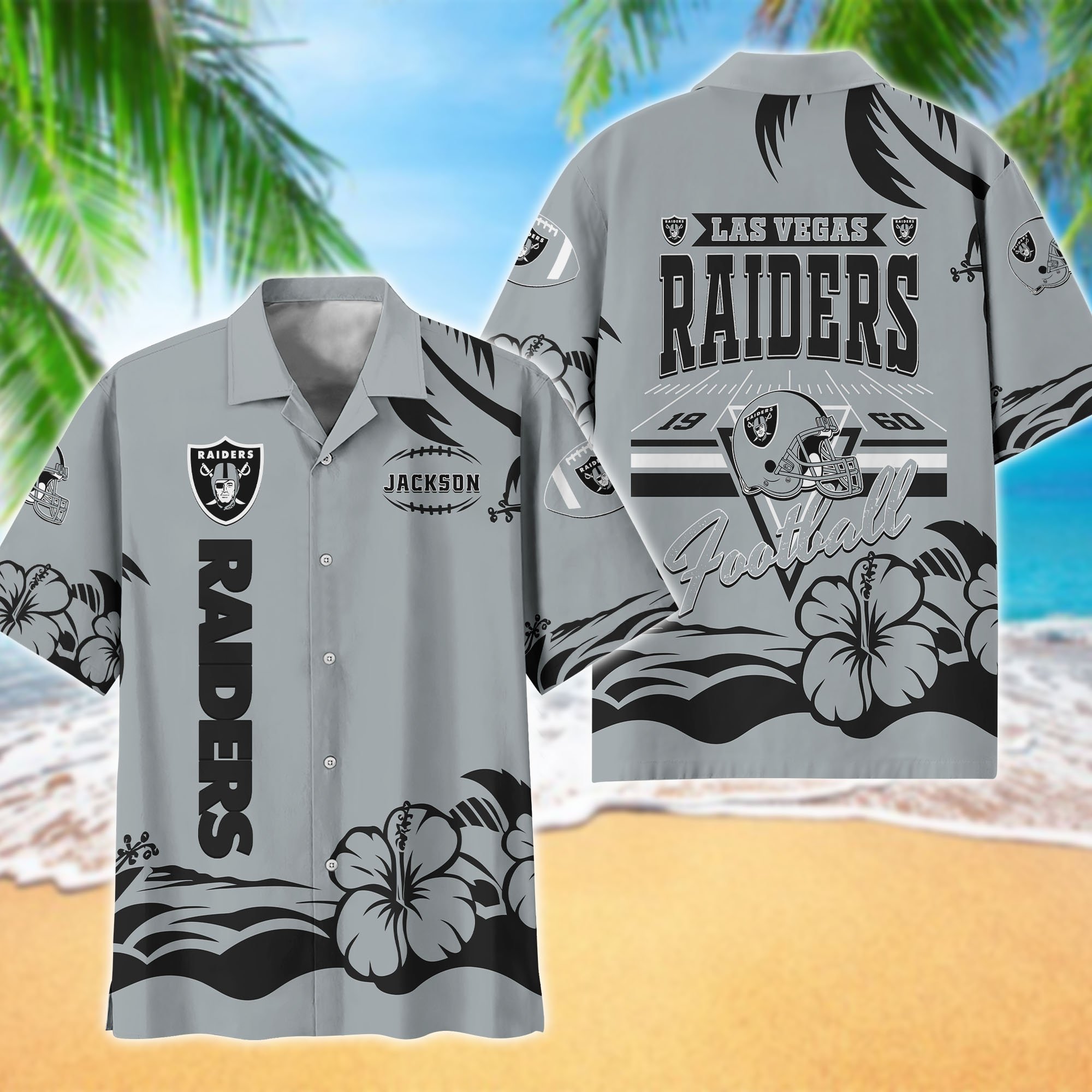 Las Vegas Raiders Hawaiian Shirt Personalized Your Name, Sports Gifts for Fans, Sport Team Hawaii Shirt, Sports Lover Gifts ETHY-0123650N