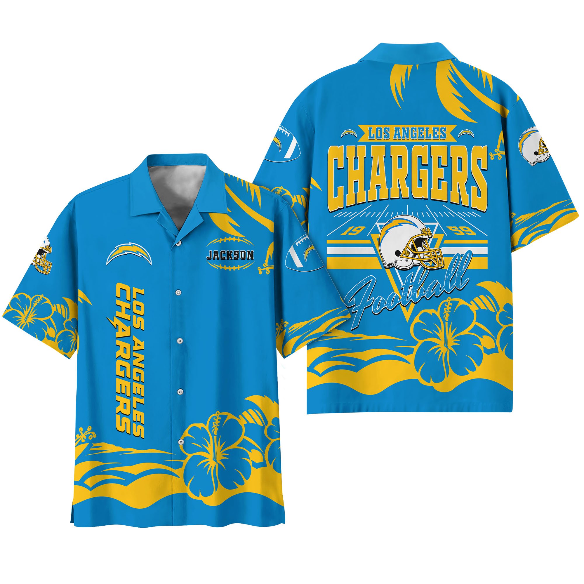 Alternative view of Los Angeles Chargers Hawaiian Shirt Personalized Your Name, Sports Gifts for Fans, Sport Team Hawaii Shirt, Sports Lover Gifts ETHY-0123650N