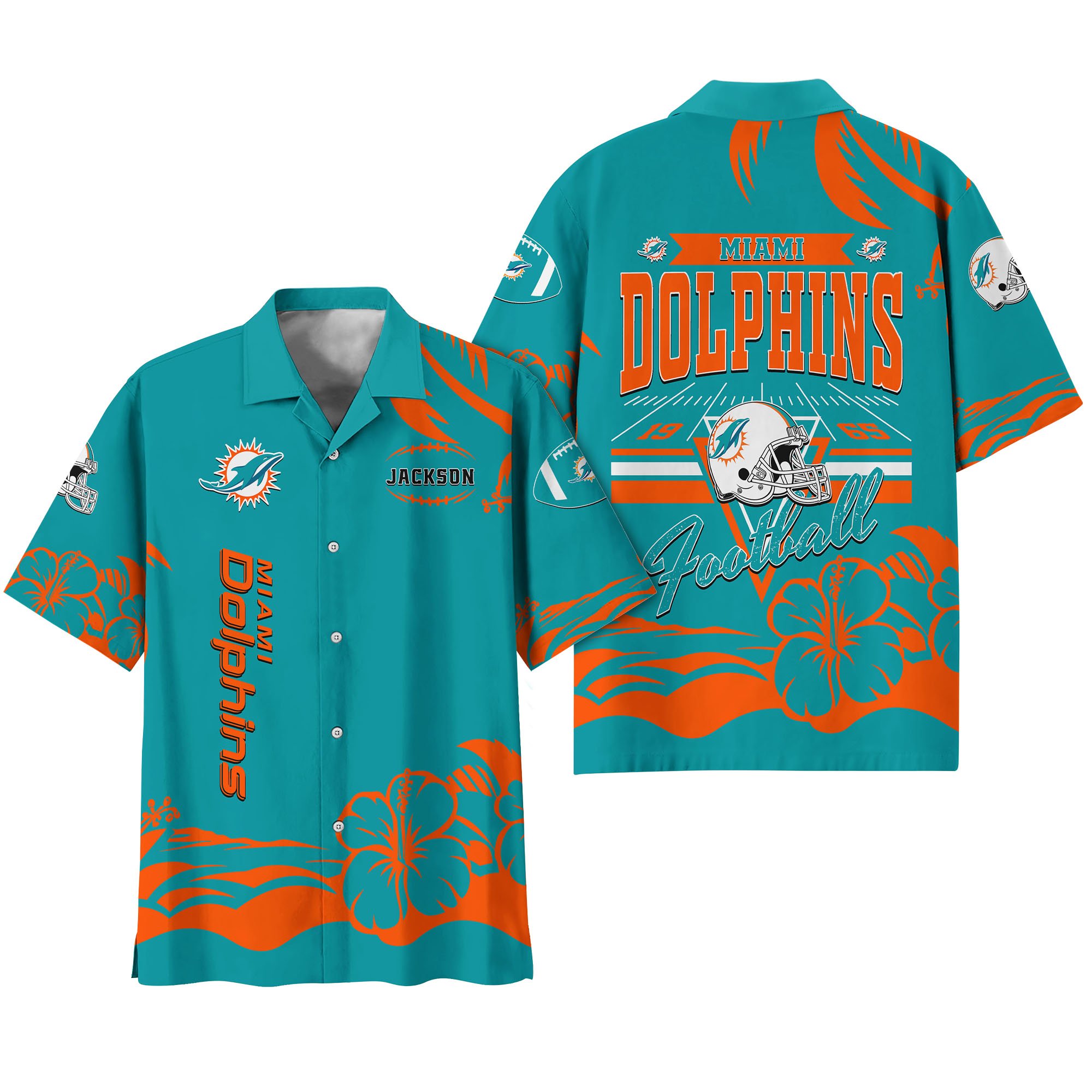 Alternative view of Miami Dolphins Hawaiian Shirt Personalized Your Name, Sports Gifts for Fans, Sport Team Hawaii Shirt, Sports Lover Gifts ETHY-0123650N