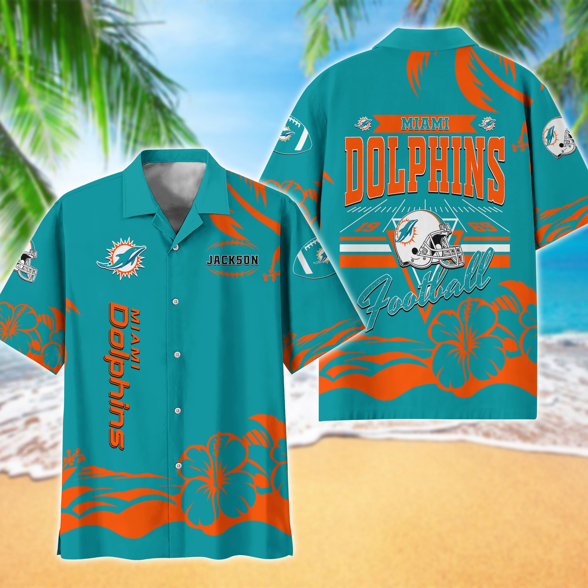 Miami Dolphins Hawaiian Shirt Personalized Your Name, Sports Gifts for Fans, Sport Team Hawaii Shirt, Sports Lover Gifts ETHY-0123650N