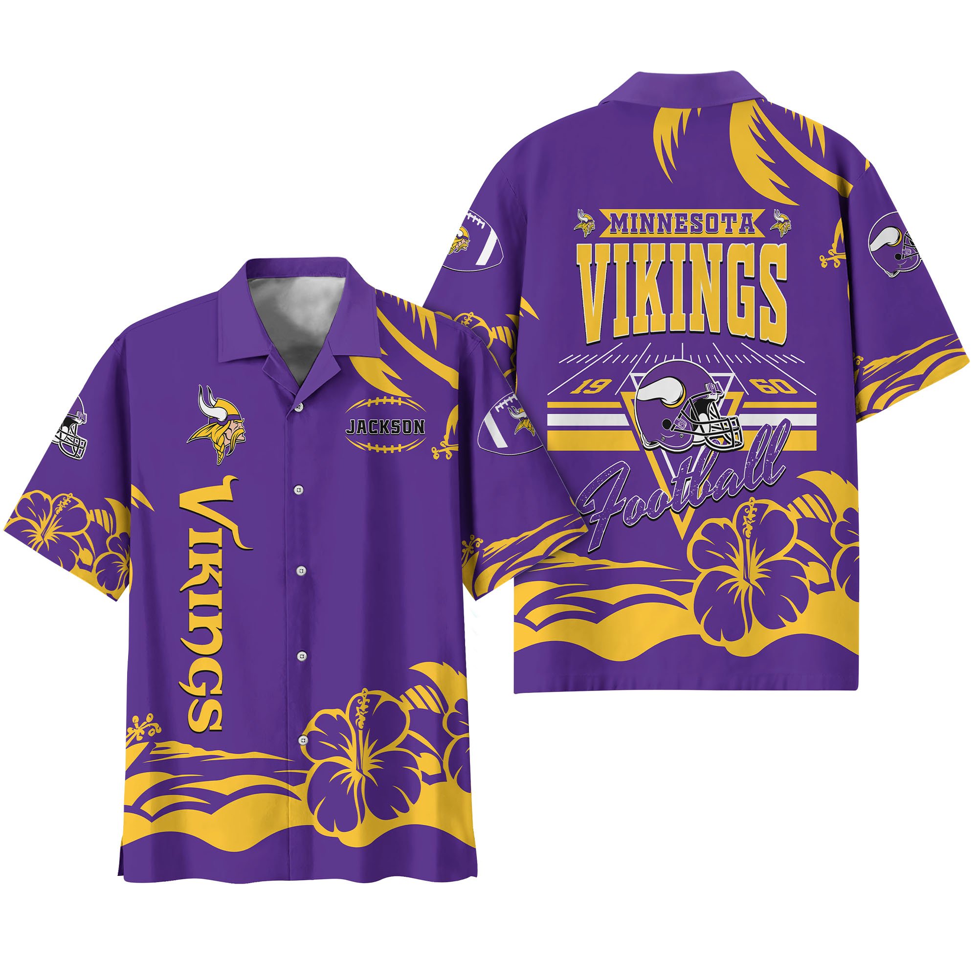 Alternative view of Minnesota Vikings Hawaiian Shirt Personalized Your Name, Sports Gifts for Fans, Sport Team Hawaii Shirt, Sports Lover Gifts ETHY-0123650N