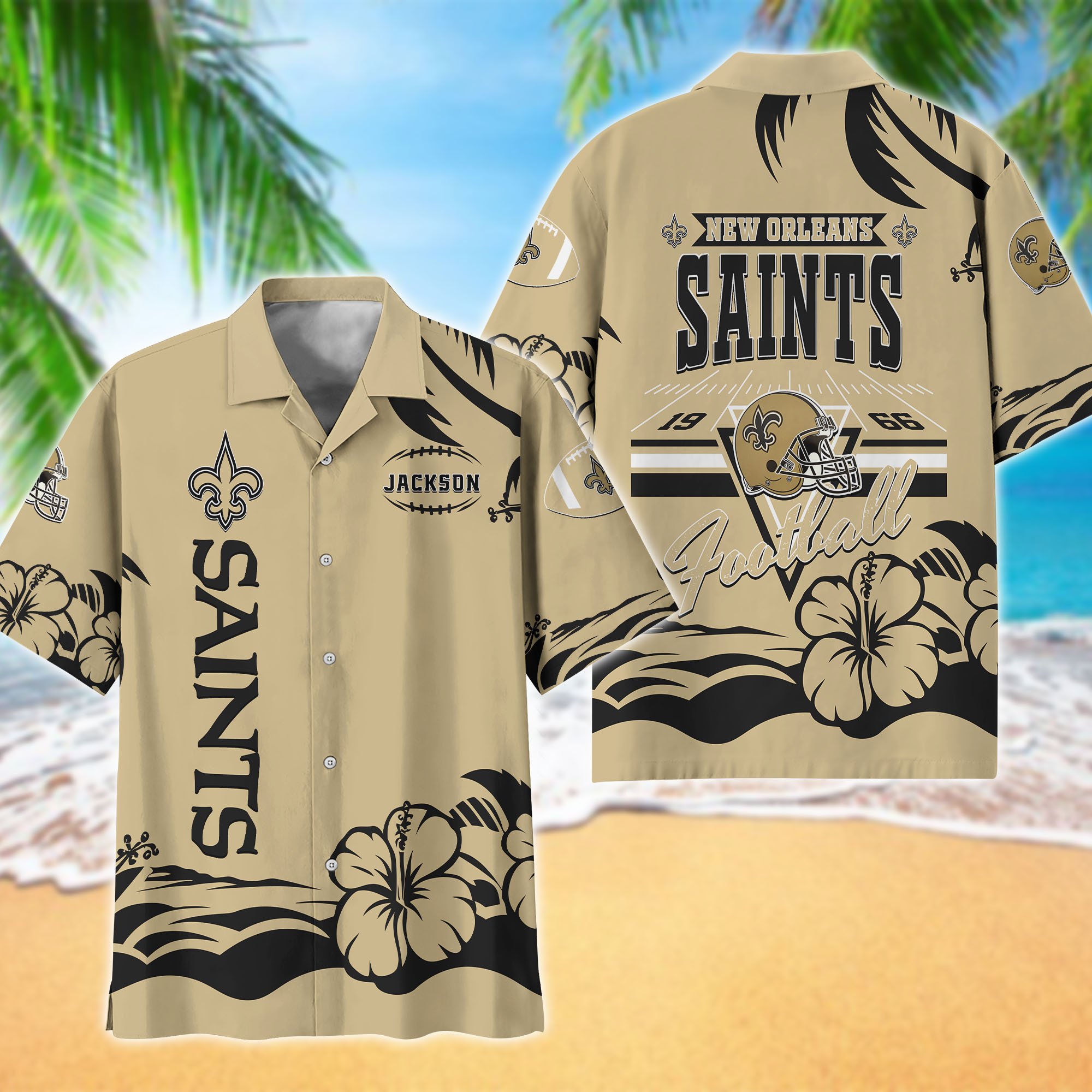 New Orleans Saints Hawaiian Shirt Personalized Your Name, Sports Gifts for Fans, Sport Team Hawaii Shirt, Sports Lover Gifts ETHY-0123650N