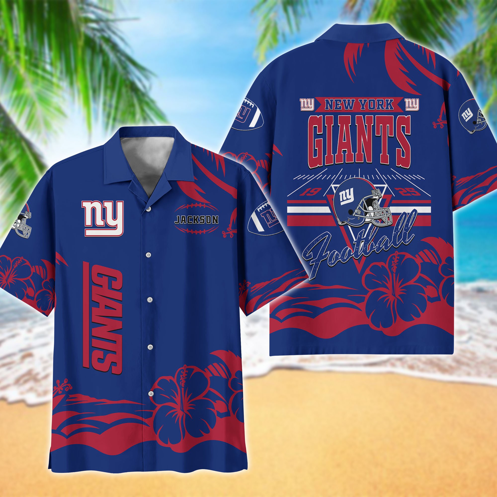 New York Giants Hawaiian Shirt Personalized Your Name, Sports Gifts for Fans, Sport Team Hawaii Shirt, Sports Lover Gifts ETHY-0123650N