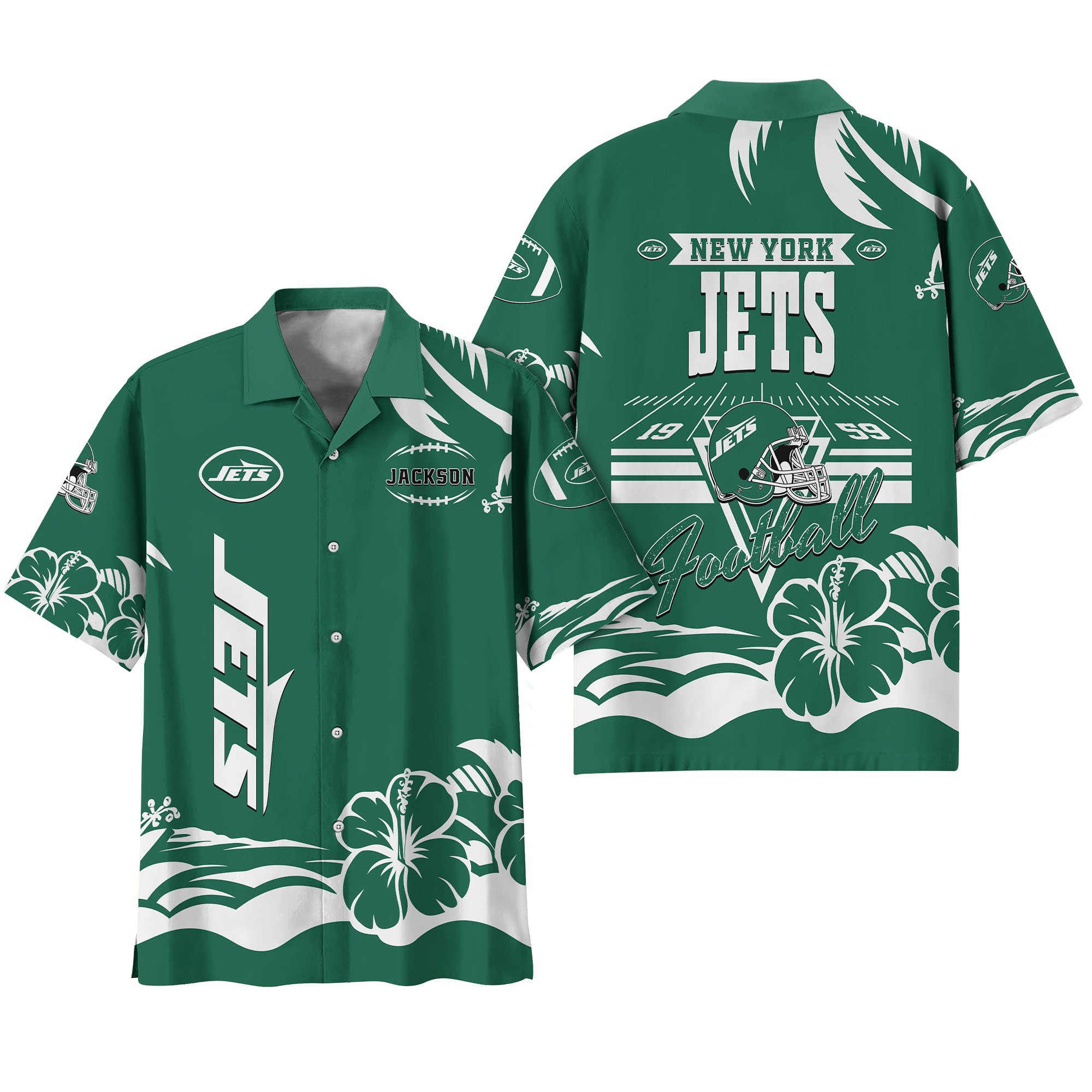 Alternative view of New York Jets Hawaiian Shirt Personalized Your Name, Sports Gifts for Fans, Sport Team Hawaii Shirt, Sports Lover Gifts ETHY-0123650N