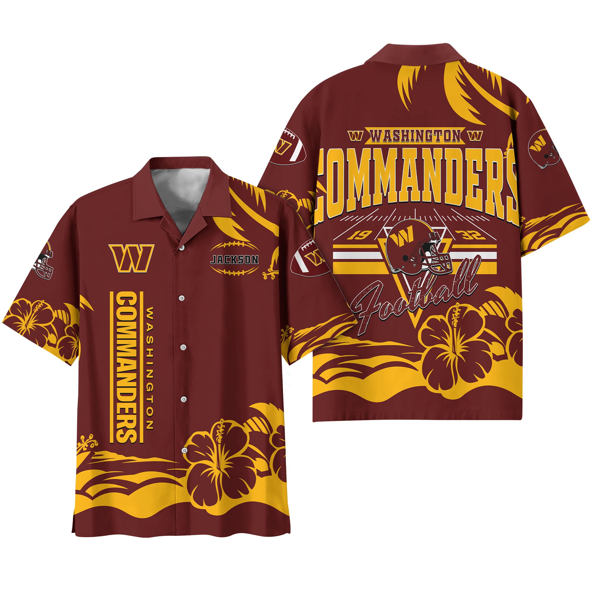 Alternative view of Washington Commanders Hawaiian Shirt Personalized Your Name, Sports Gifts for Fans, Sport Team Hawaii Shirt, Sports Lover Gifts ETHY-0123650N