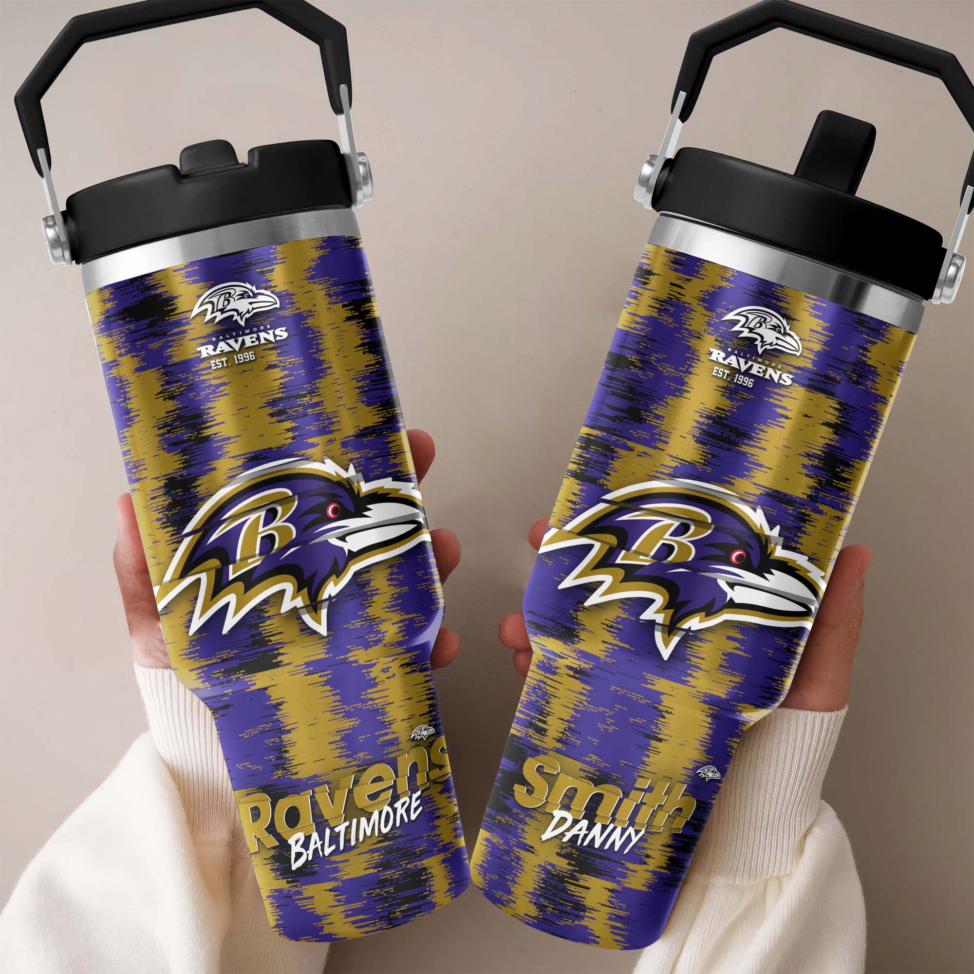 Baltimore Ravens Flip Straw 30oz Tumbler Custom Your Name, Sport Flip Straw 30oz Tumbler, Fan Gifts EHIVM-0124658