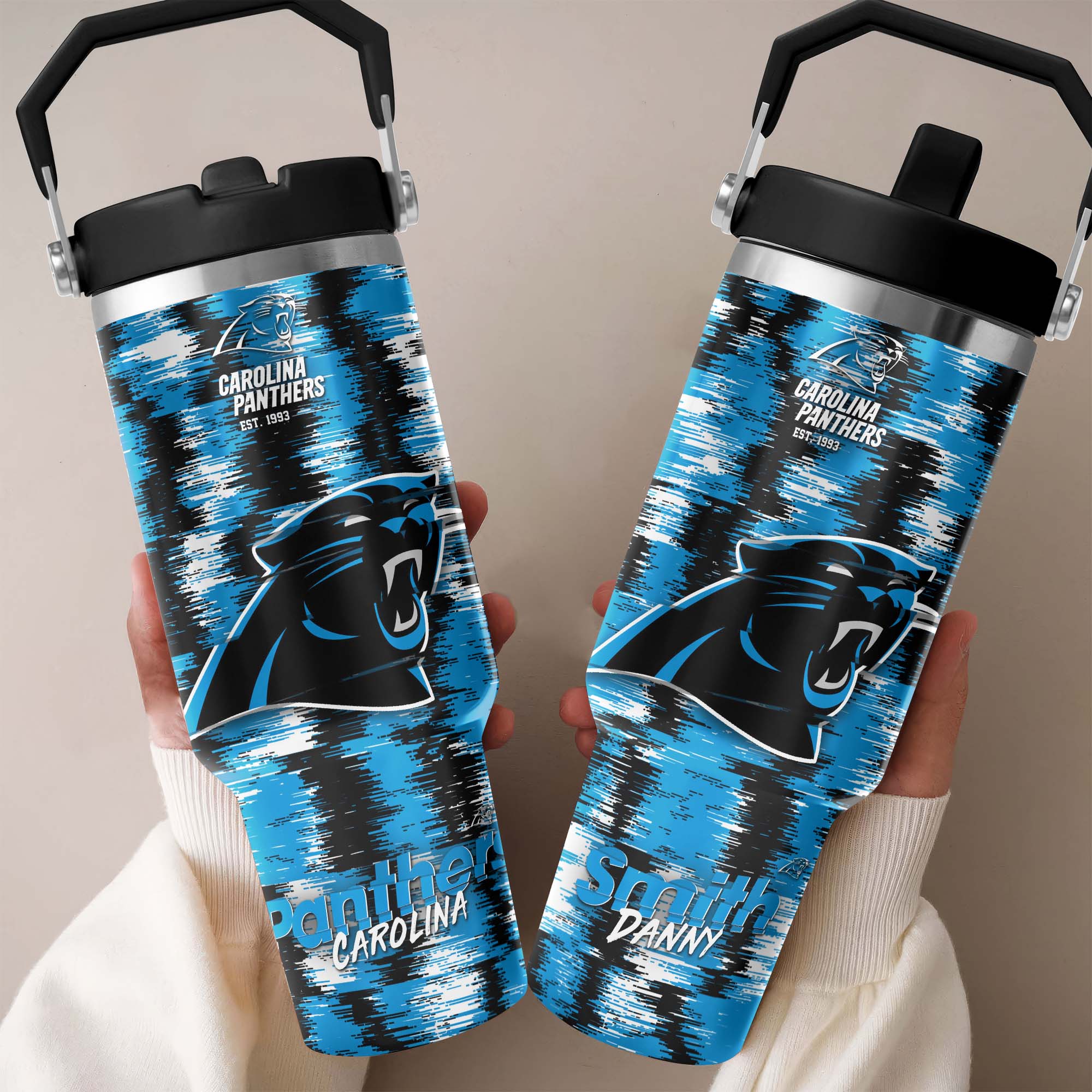Carolina Panthers Flip Straw 30oz Tumbler Custom Your Name, Sport Flip Straw 30oz Tumbler, Fan Gifts EHIVM-0124658
