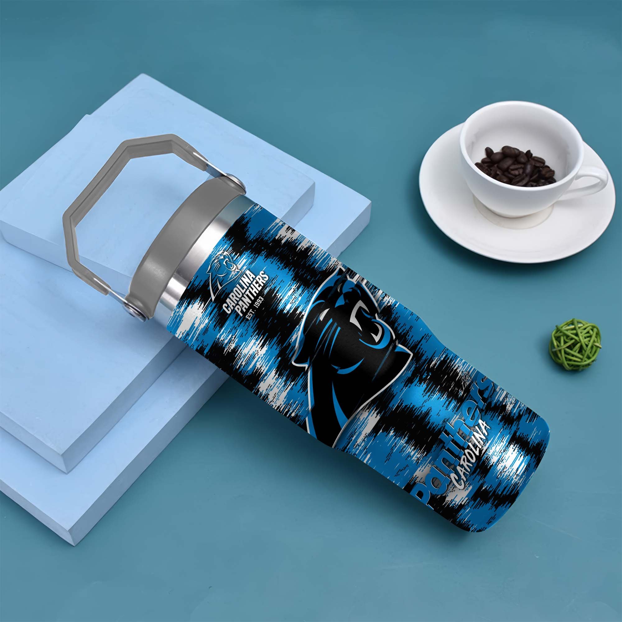 Alternative view of Carolina Panthers Flip Straw 30oz Tumbler Custom Your Name, Sport Flip Straw 30oz Tumbler, Fan Gifts EHIVM-0124658