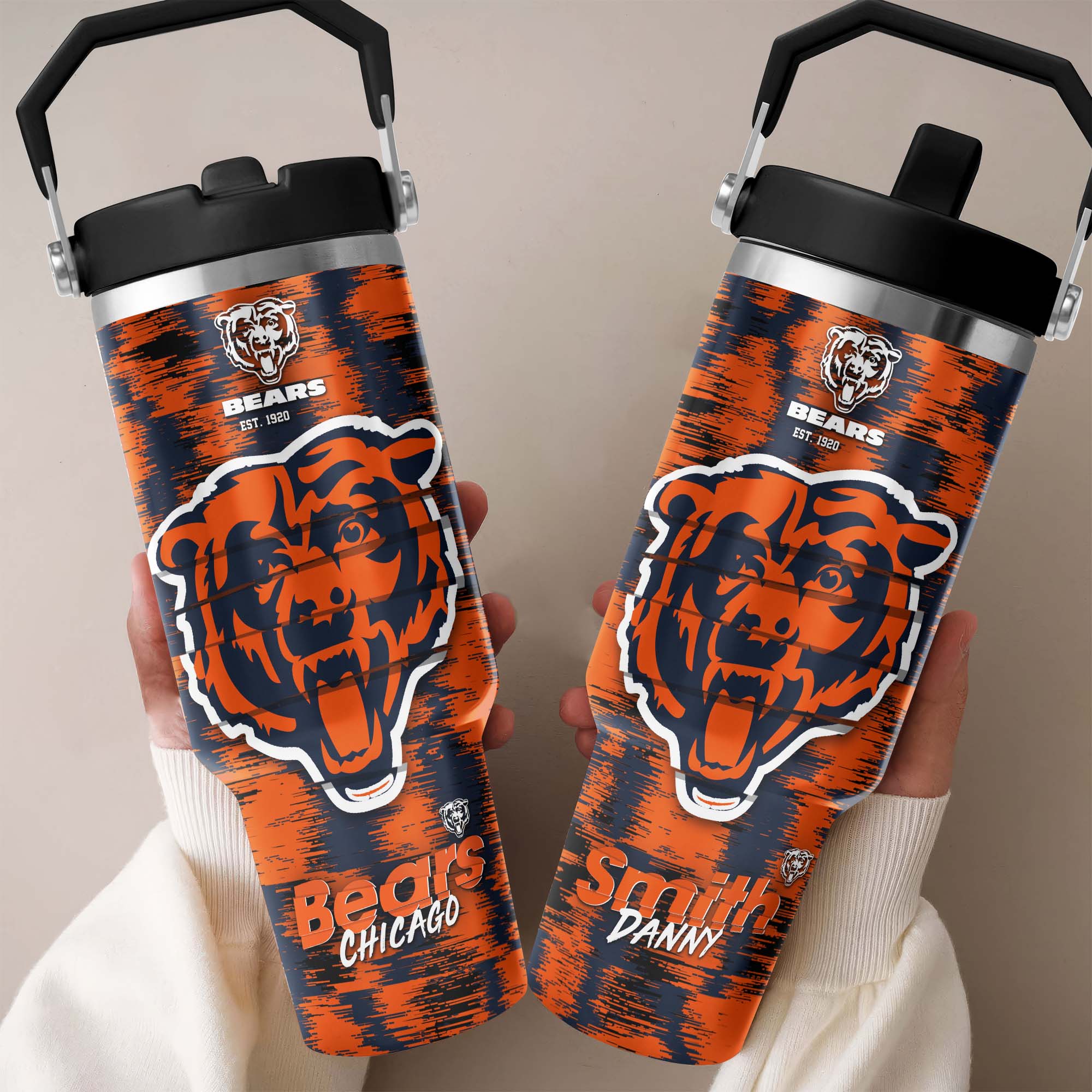Chicago Bears Flip Straw 30oz Tumbler Custom Your Name, Sport Flip Straw 30oz Tumbler, Fan Gifts EHIVM-0124658