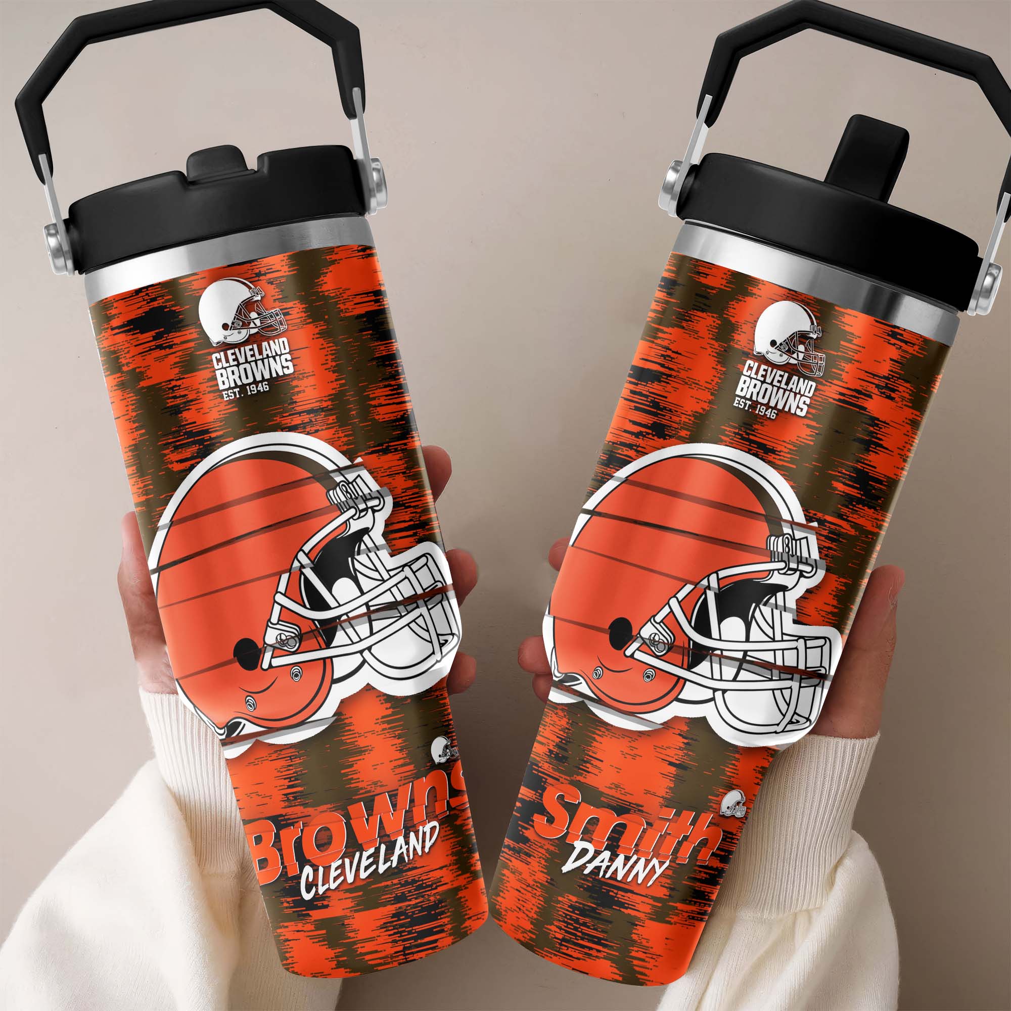 Cleveland Browns Flip Straw 30oz Tumbler Custom Your Name, Sport Flip Straw 30oz Tumbler, Fan Gifts EHIVM-0124658