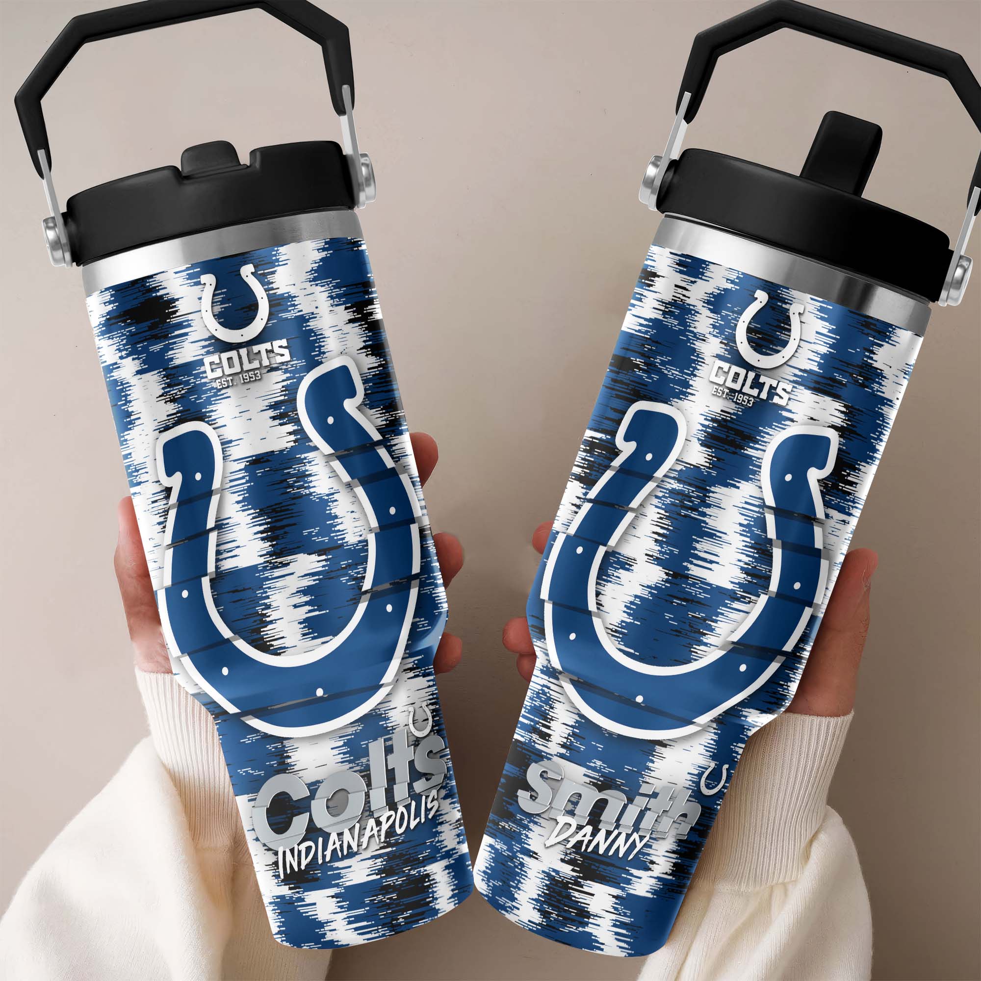 Indianapolis Colts Flip Straw 30oz Tumbler Custom Your Name, Sport Flip Straw 30oz Tumbler, Fan Gifts EHIVM-0124658