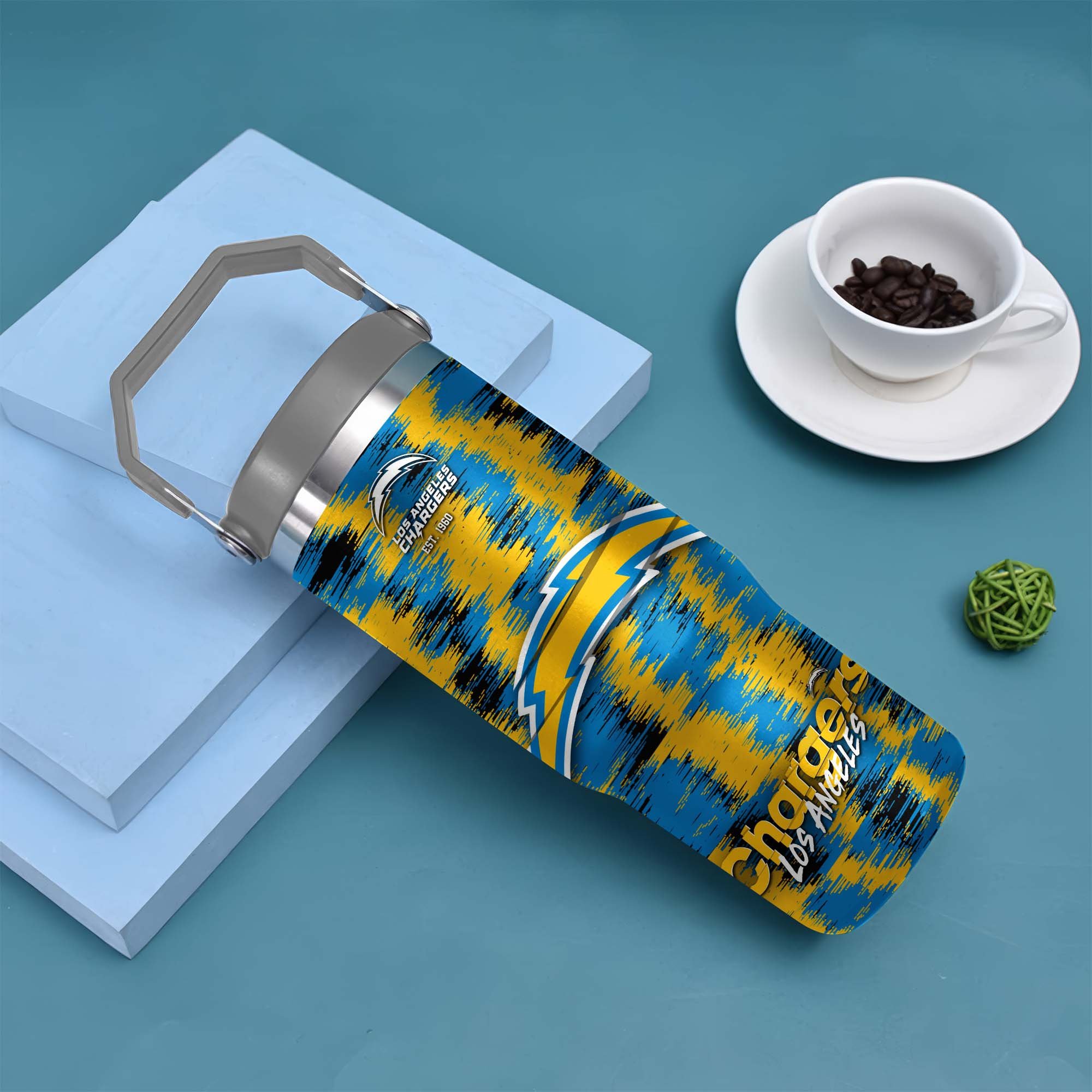 Alternative view of Los Angeles Chargers Flip Straw 30oz Tumbler Custom Your Name, Sport Flip Straw 30oz Tumbler, Fan Gifts EHIVM-0124658