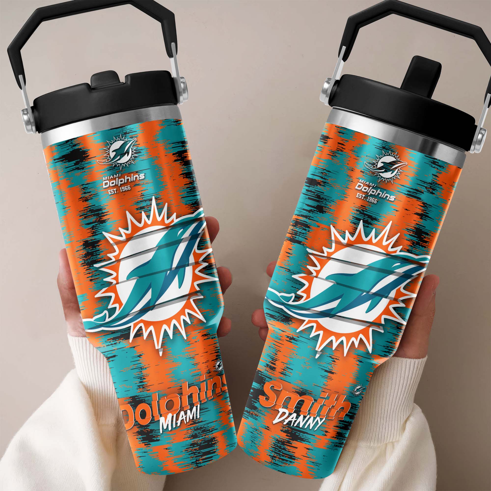 Miami Dolphins Flip Straw 30oz Tumbler Custom Your Name, Sport Flip Straw 30oz Tumbler, Fan Gifts EHIVM-0124658