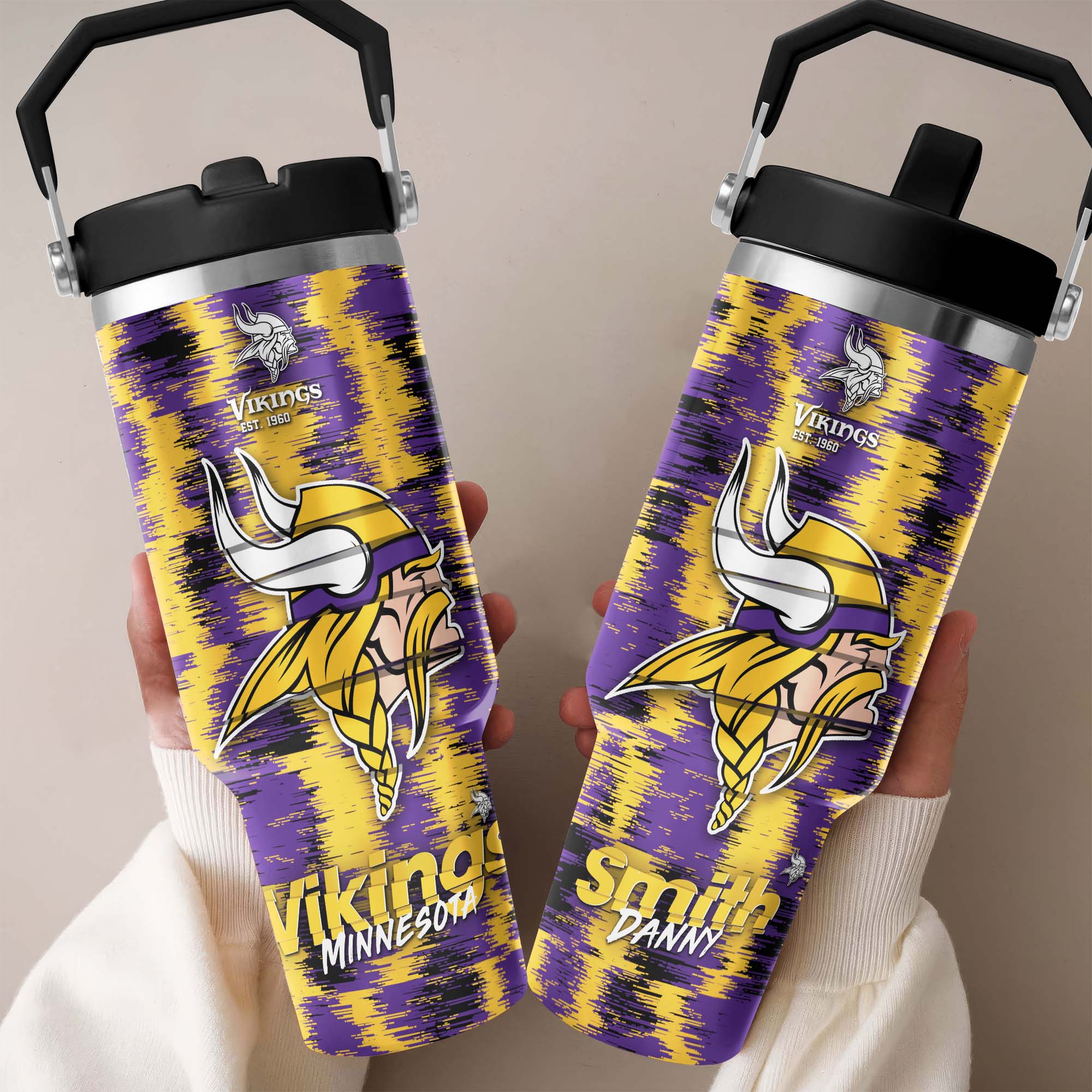 Minnesota Vikings Flip Straw 30oz Tumbler Custom Your Name, Sport Flip Straw 30oz Tumbler, Fan Gifts EHIVM-0124658