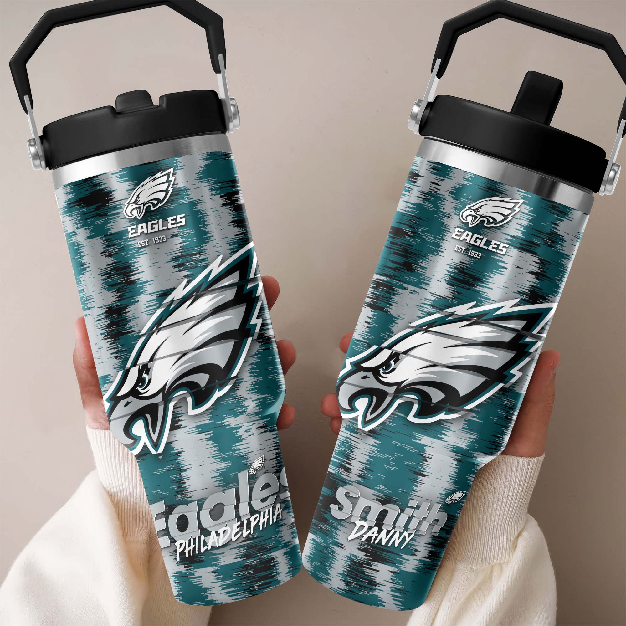 Philadelphia Eagles Flip Straw 30oz Tumbler Custom Your Name, Sport Flip Straw 30oz Tumbler, Fan Gifts EHIVM-0124658