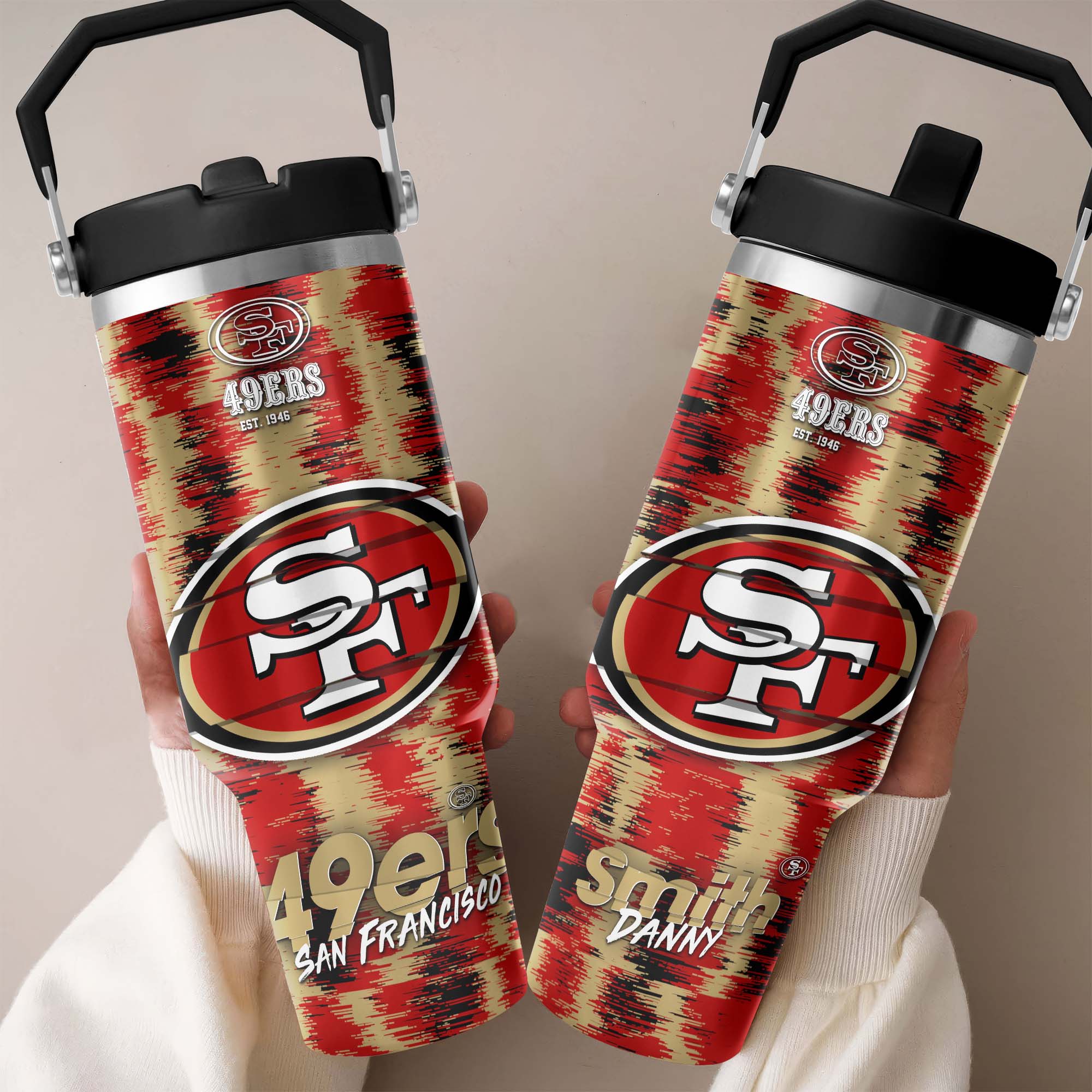 San Francisco 49ers Flip Straw 30oz Tumbler Custom Your Name, Sport Flip Straw 30oz Tumbler, Fan Gifts EHIVM-0124658
