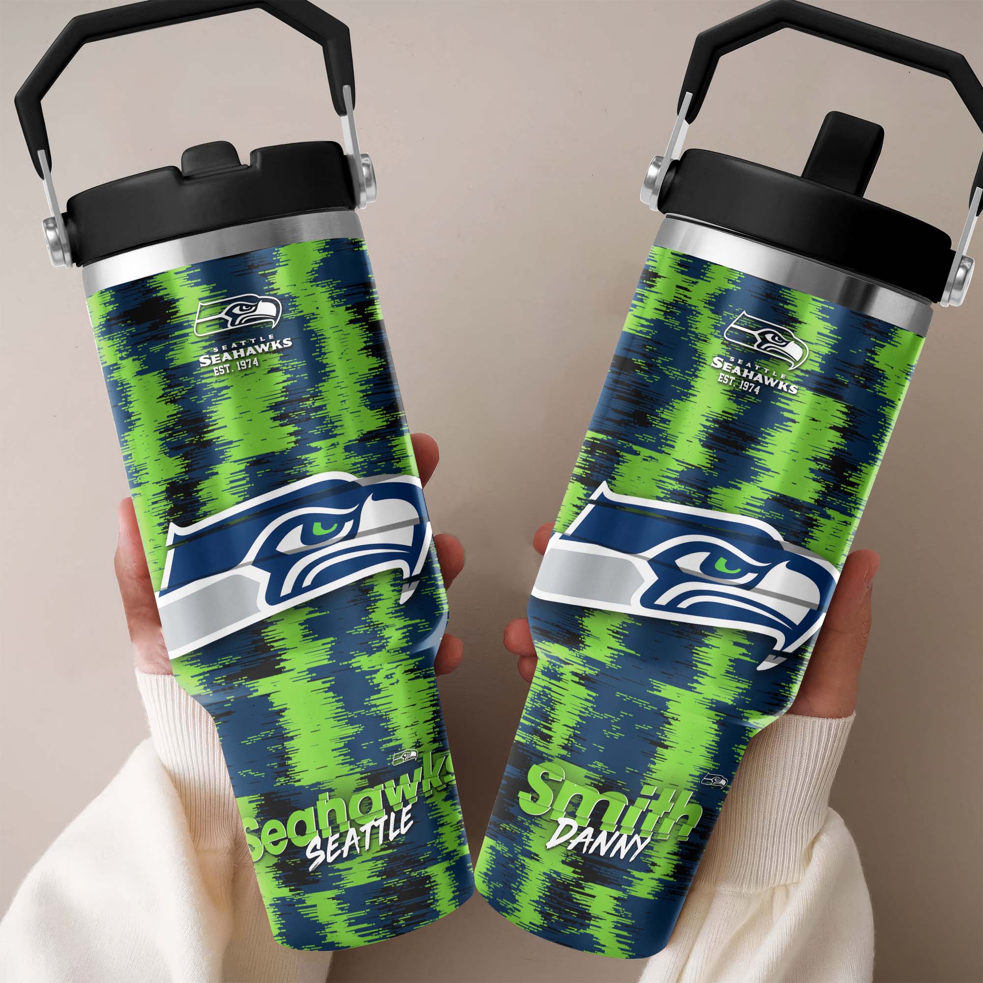 Seattle Seahawks Flip Straw 30oz Tumbler Custom Your Name, Sport Flip Straw 30oz Tumbler, Fan Gifts EHIVM-0124658