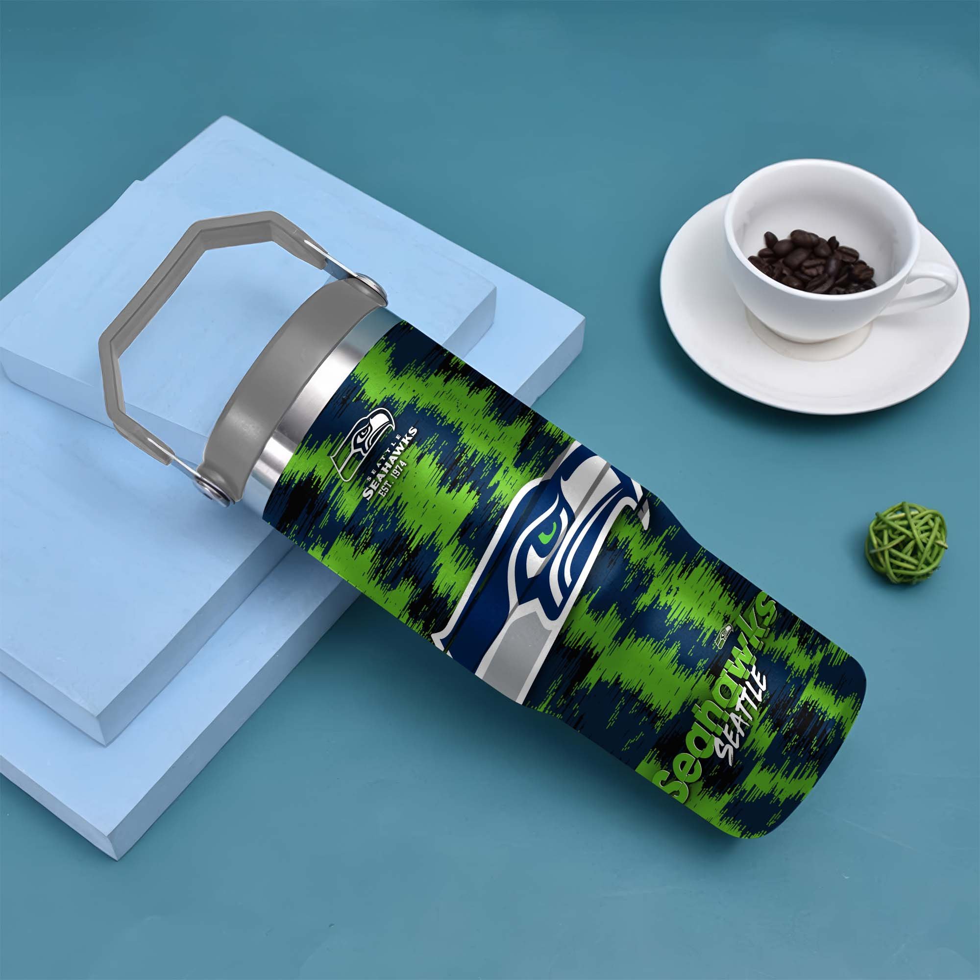 Alternative view of Seattle Seahawks Flip Straw 30oz Tumbler Custom Your Name, Sport Flip Straw 30oz Tumbler, Fan Gifts EHIVM-0124658