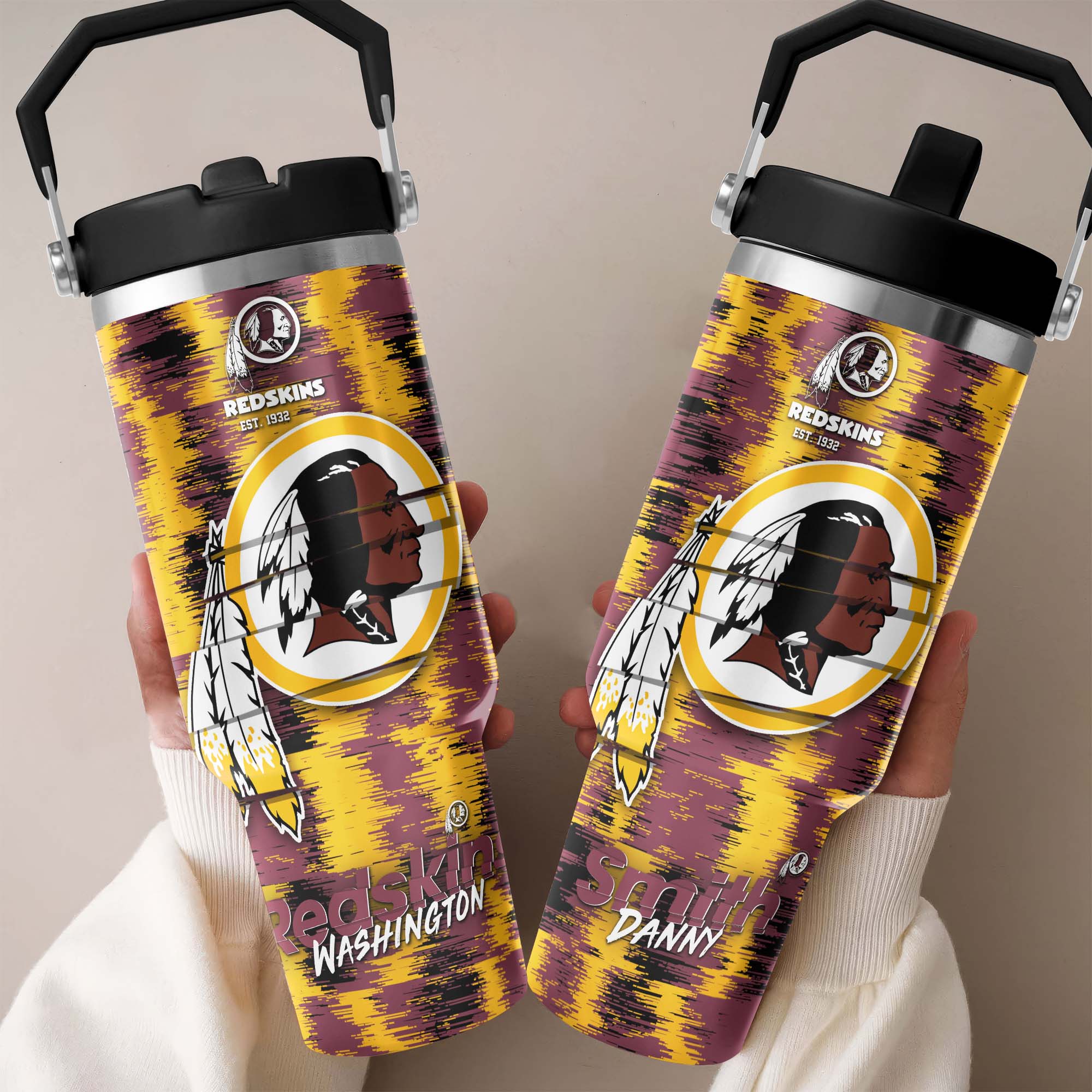 Washington Redskins Flip Straw 30oz Tumbler Custom Your Name, Sport Flip Straw 30oz Tumbler, Fan Gifts EHIVM-0124658