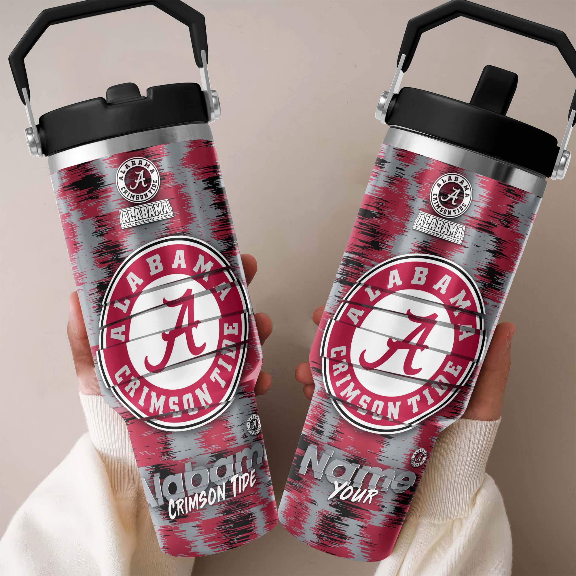 Alabama Crimson Tide Flip Straw 30oz Tumbler Custom Your Name, Sport Flip Straw 30oz Tumbler, Fan Gifts  EHIVM-0124663