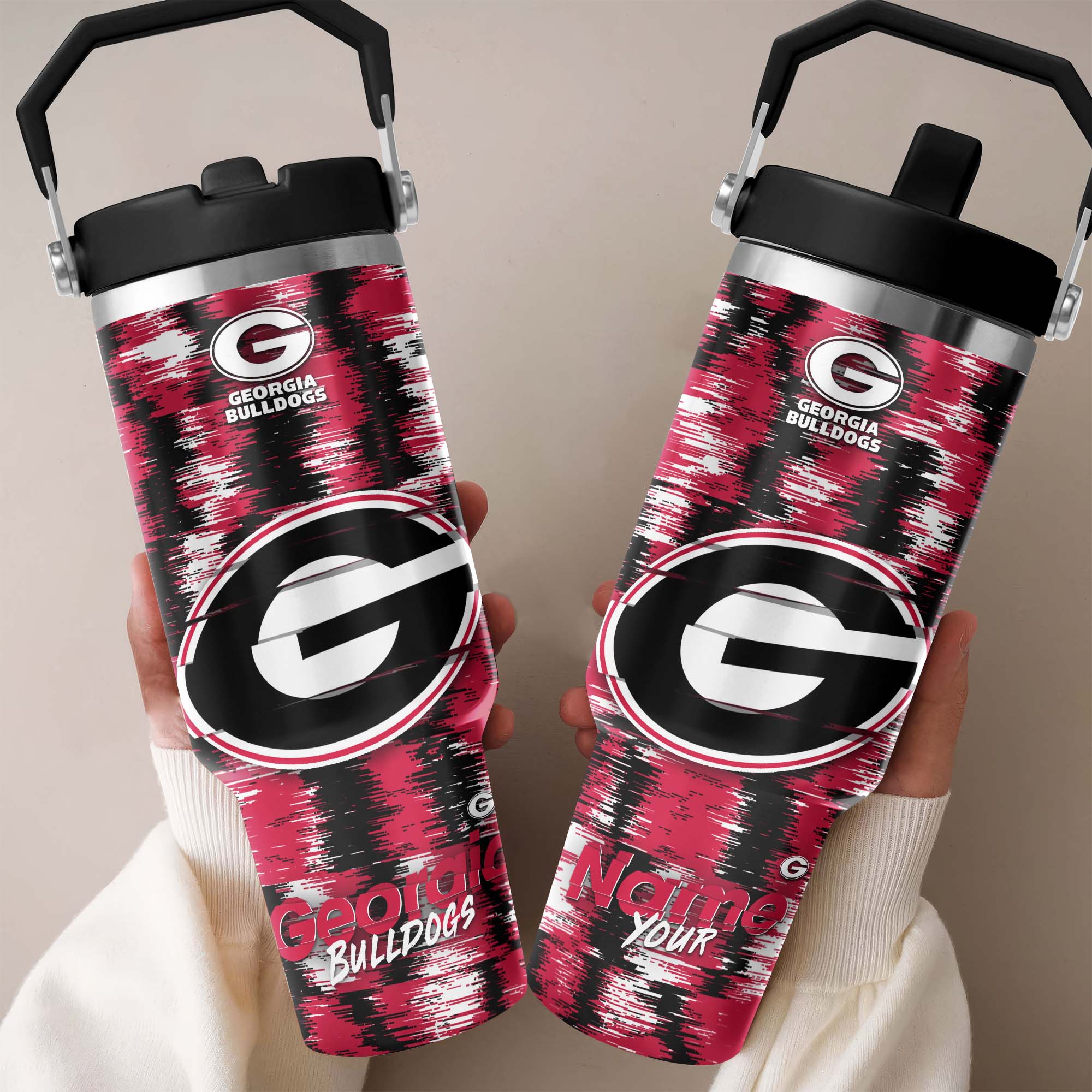 Georgia Bulldogs Flip Straw 30oz Tumbler Custom Your Name, Sport Flip Straw 30oz Tumbler, Fan Gifts  EHIVM-0124663