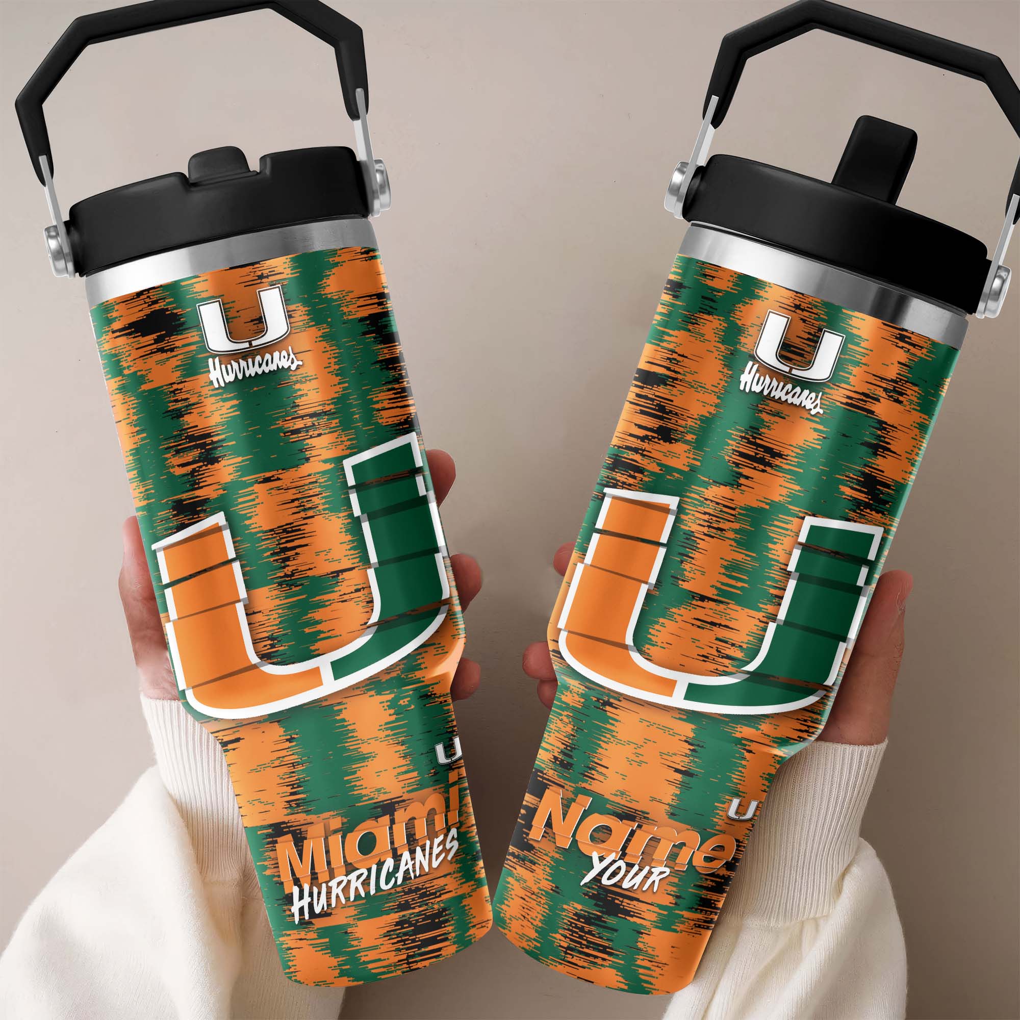 Miami Hurricanes Flip Straw 30oz Tumbler Custom Your Name, Sport Flip Straw 30oz Tumbler, Fan Gifts  EHIVM-0124663