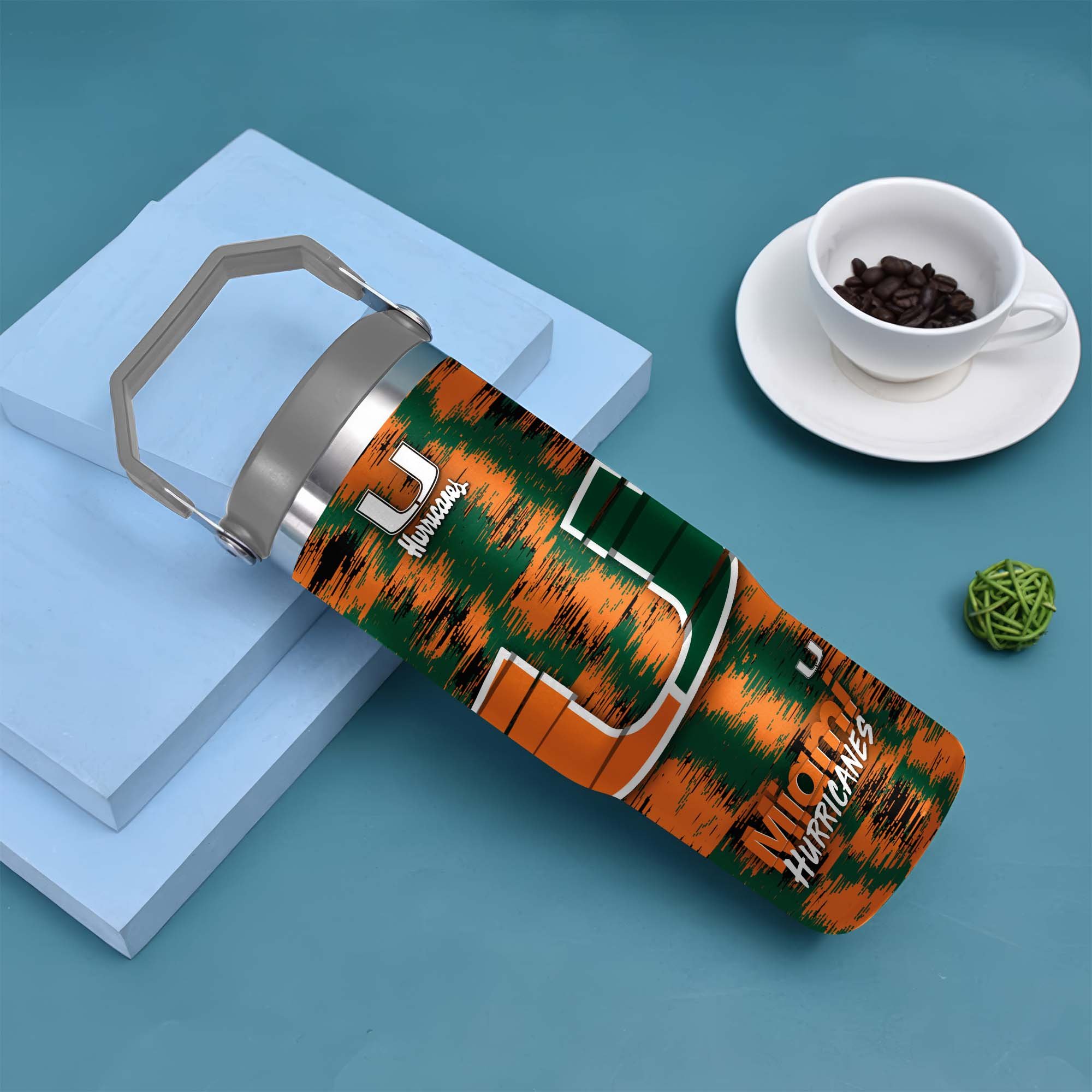 Alternative view of Miami Hurricanes Flip Straw 30oz Tumbler Custom Your Name, Sport Flip Straw 30oz Tumbler, Fan Gifts  EHIVM-0124663