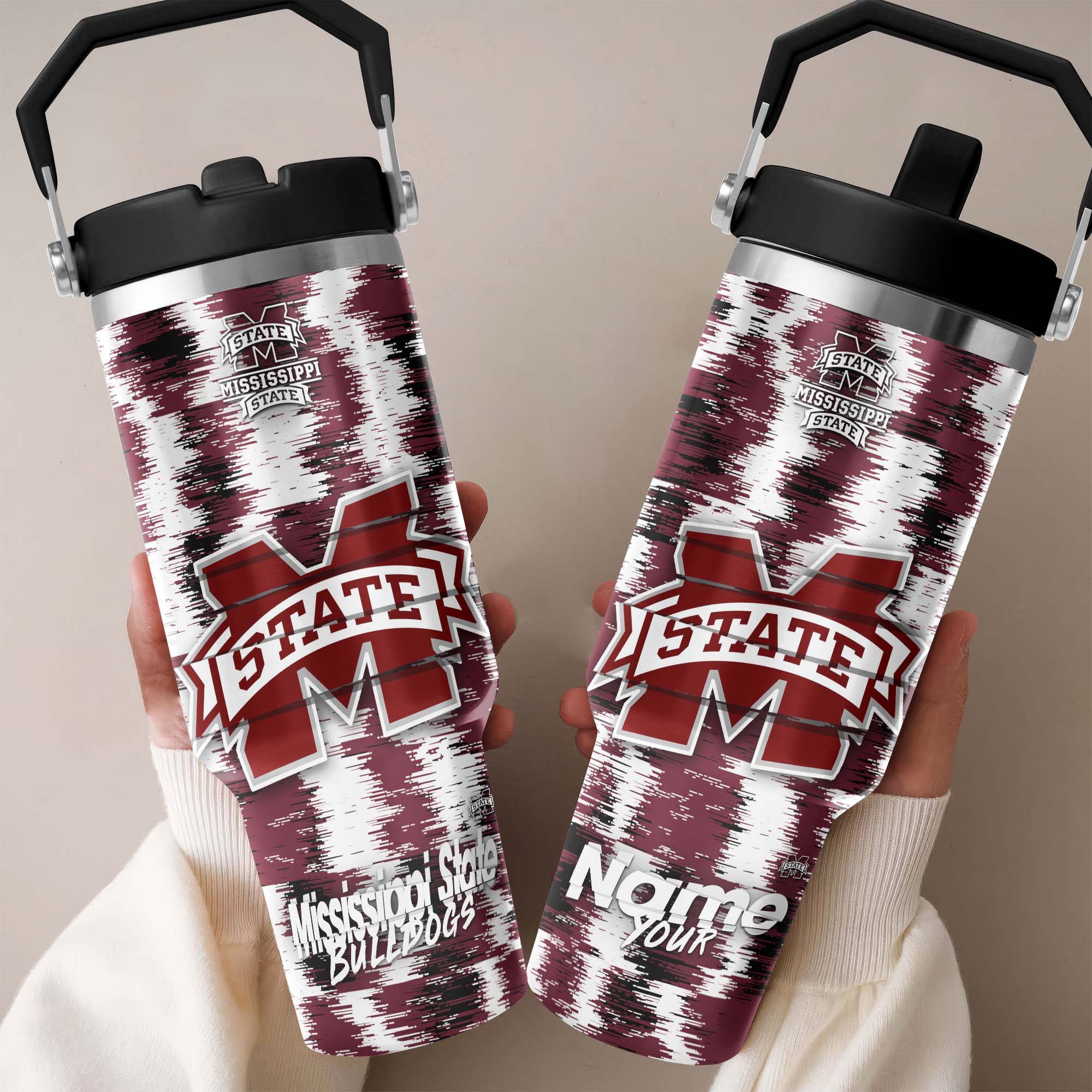 Mississippi State Bulldogs Flip Straw 30oz Tumbler Custom Your Name, Sport Flip Straw 30oz Tumbler, Fan Gifts  EHIVM-0124663