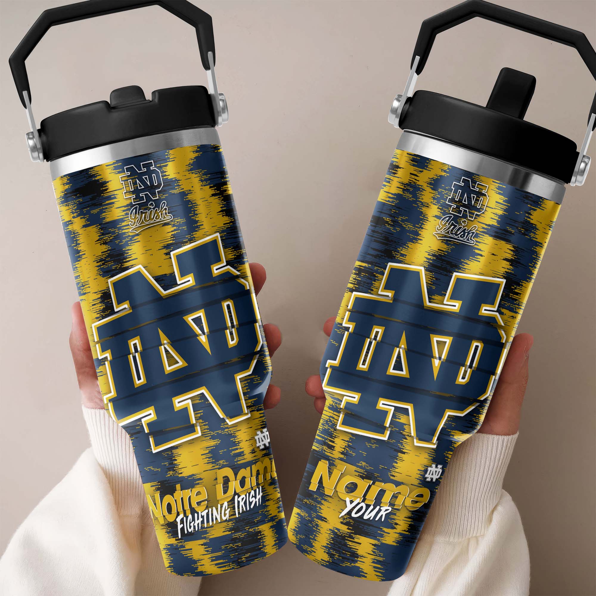 Notre Dame Fighting Irish Flip Straw 30oz Tumbler Custom Your Name, Sport Flip Straw 30oz Tumbler, Fan Gifts  EHIVM-0124663