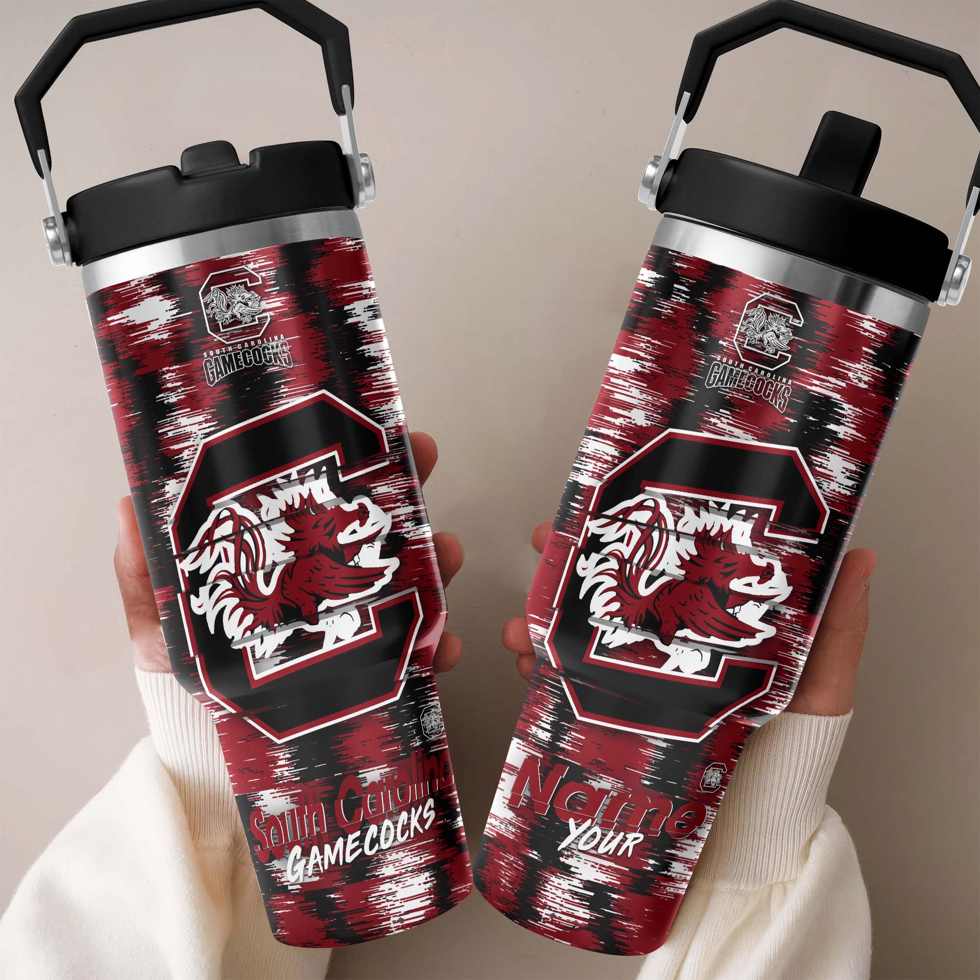 South Carolina Gamecocks Flip Straw 30oz Tumbler Custom Your Name, Sport Flip Straw 30oz Tumbler, Fan Gifts  EHIVM-0124663