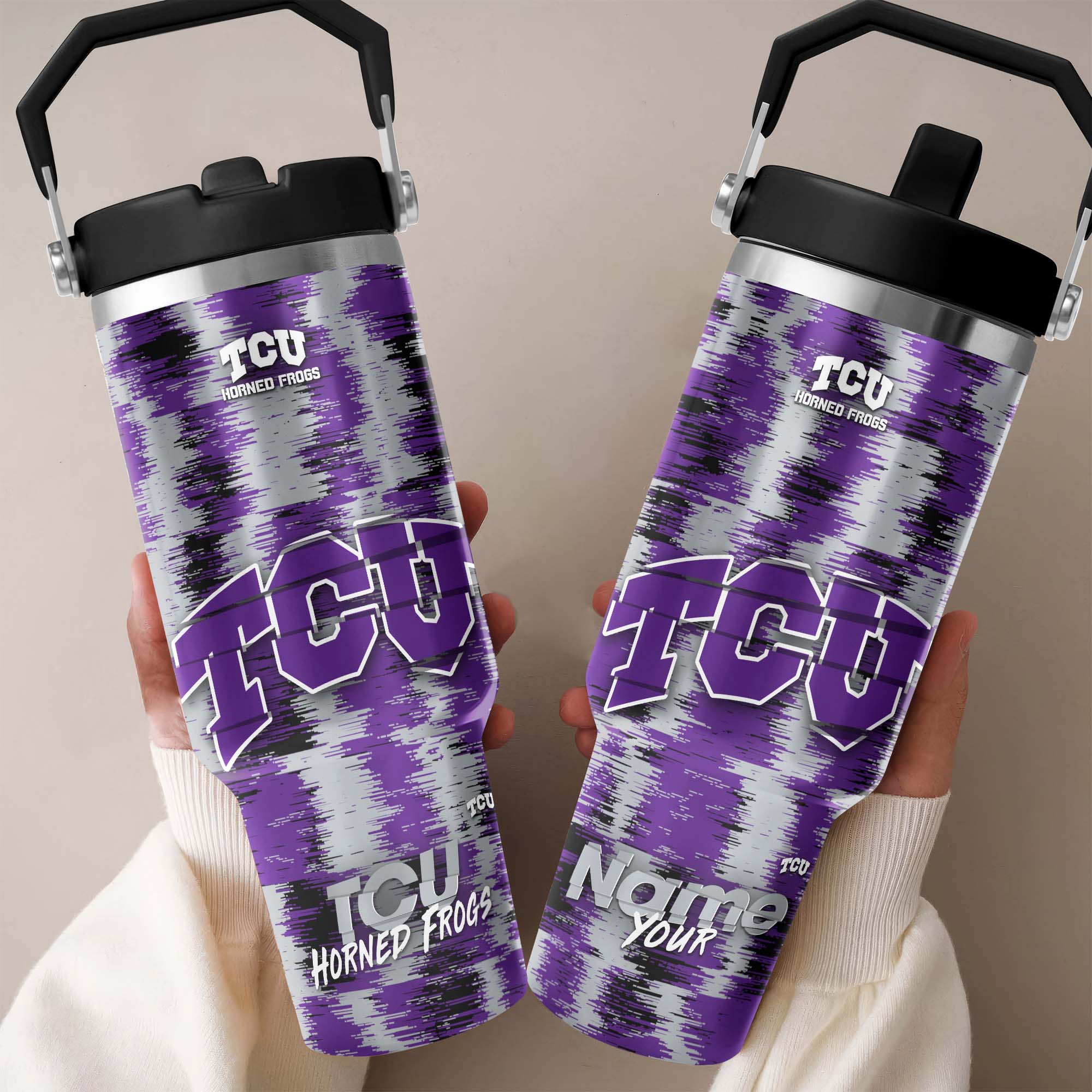 TCU Horned Frogs Flip Straw 30oz Tumbler Custom Your Name, Sport Flip Straw 30oz Tumbler, Fan Gifts  EHIVM-0124663