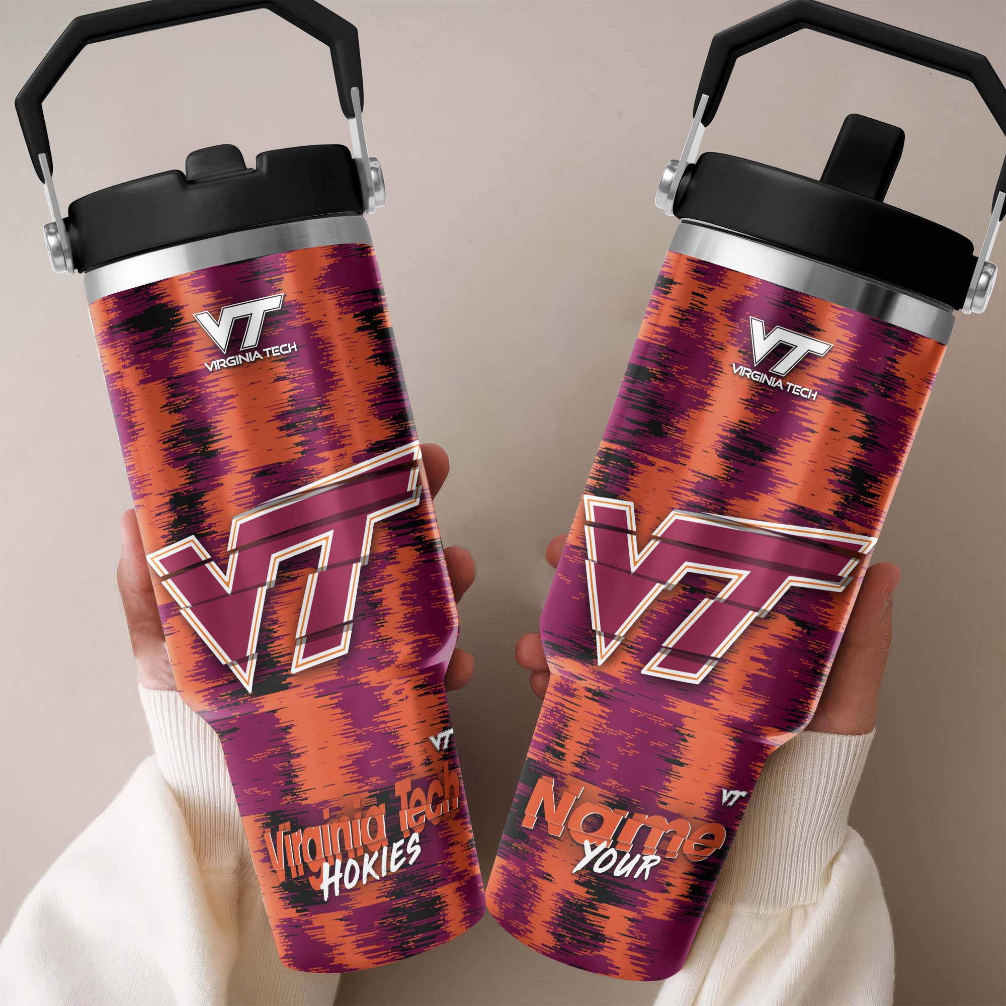 Virginia Tech Hokies Flip Straw 30oz Tumbler Custom Your Name, Sport Flip Straw 30oz Tumbler, Fan Gifts  EHIVM-0124663