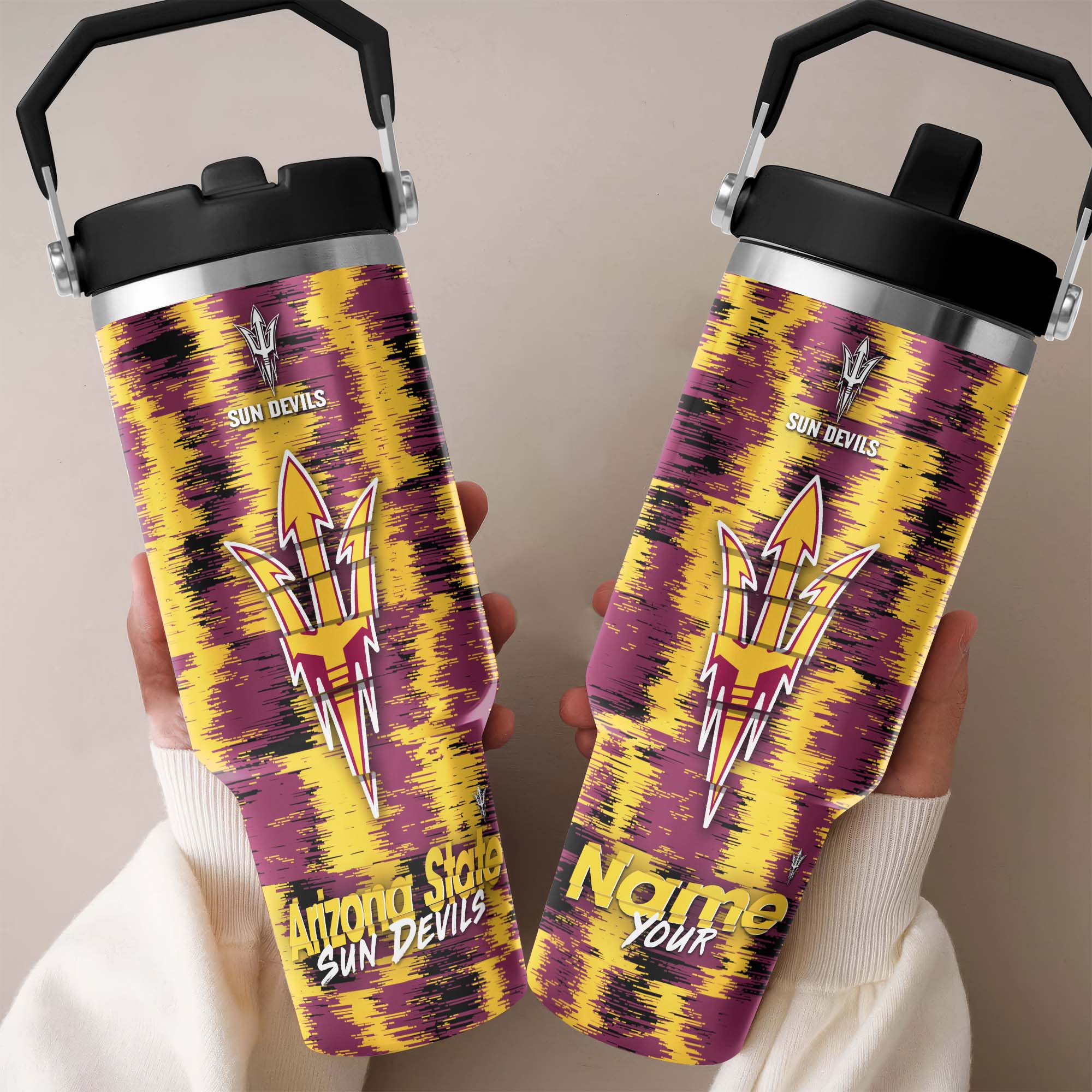 Arizona State Sun Devils Flip Straw 30oz Tumbler Custom Your Name, Sport Flip Straw 30oz Tumbler, Fan Gifts  EHIVM-0124663