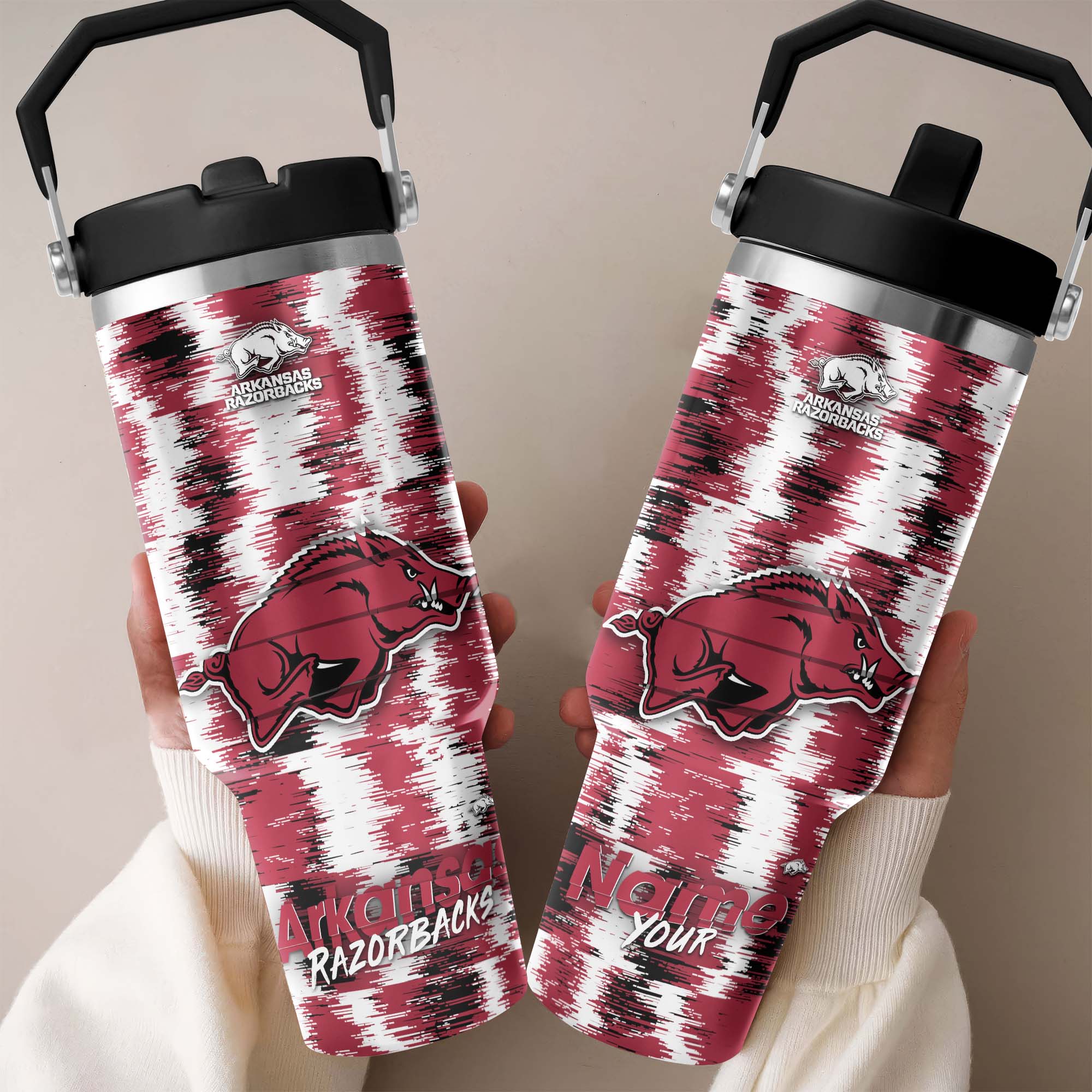 Arkansas Razorbacks Flip Straw 30oz Tumbler Custom Your Name, Sport Flip Straw 30oz Tumbler, Fan Gifts  EHIVM-0124663