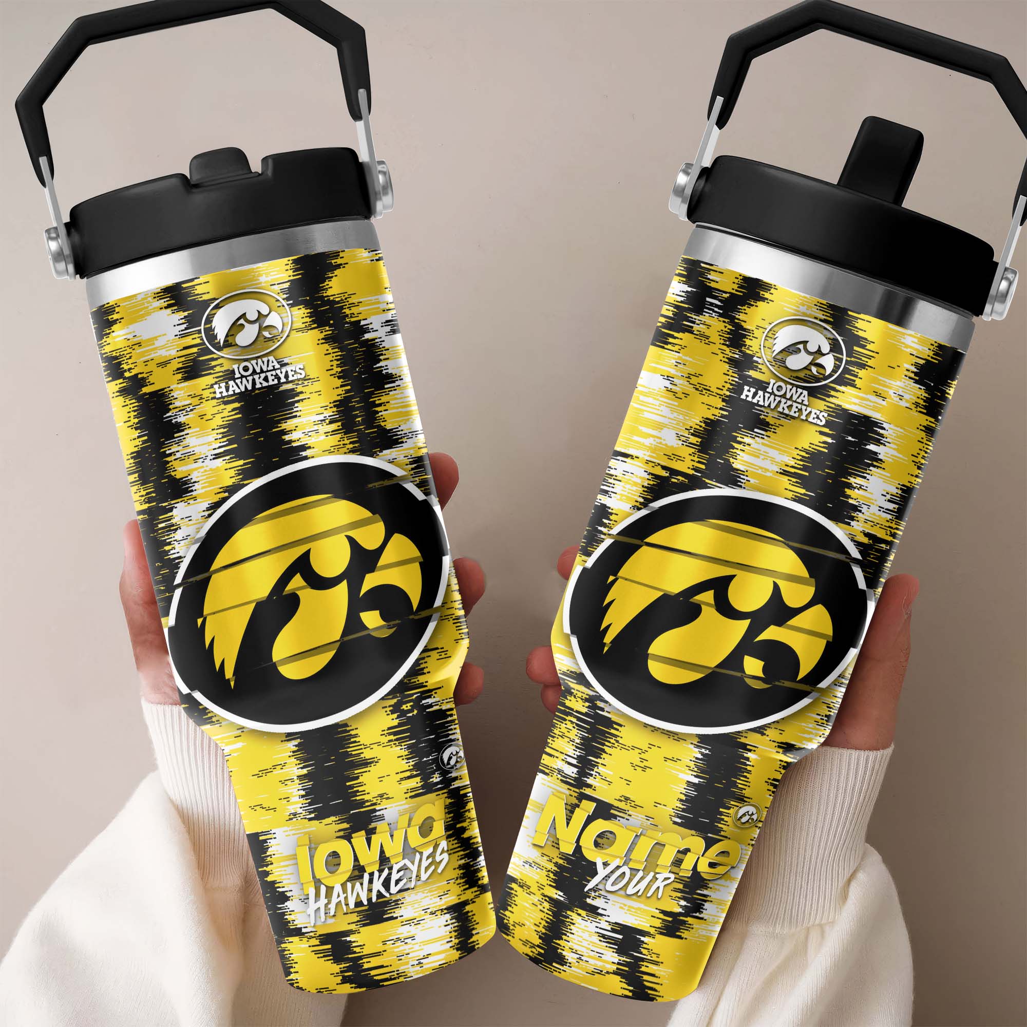 Iowa Hawkeyes Flip Straw 30oz Tumbler Custom Your Name, Sport Flip Straw 30oz Tumbler, Fan Gifts  EHIVM-0124663